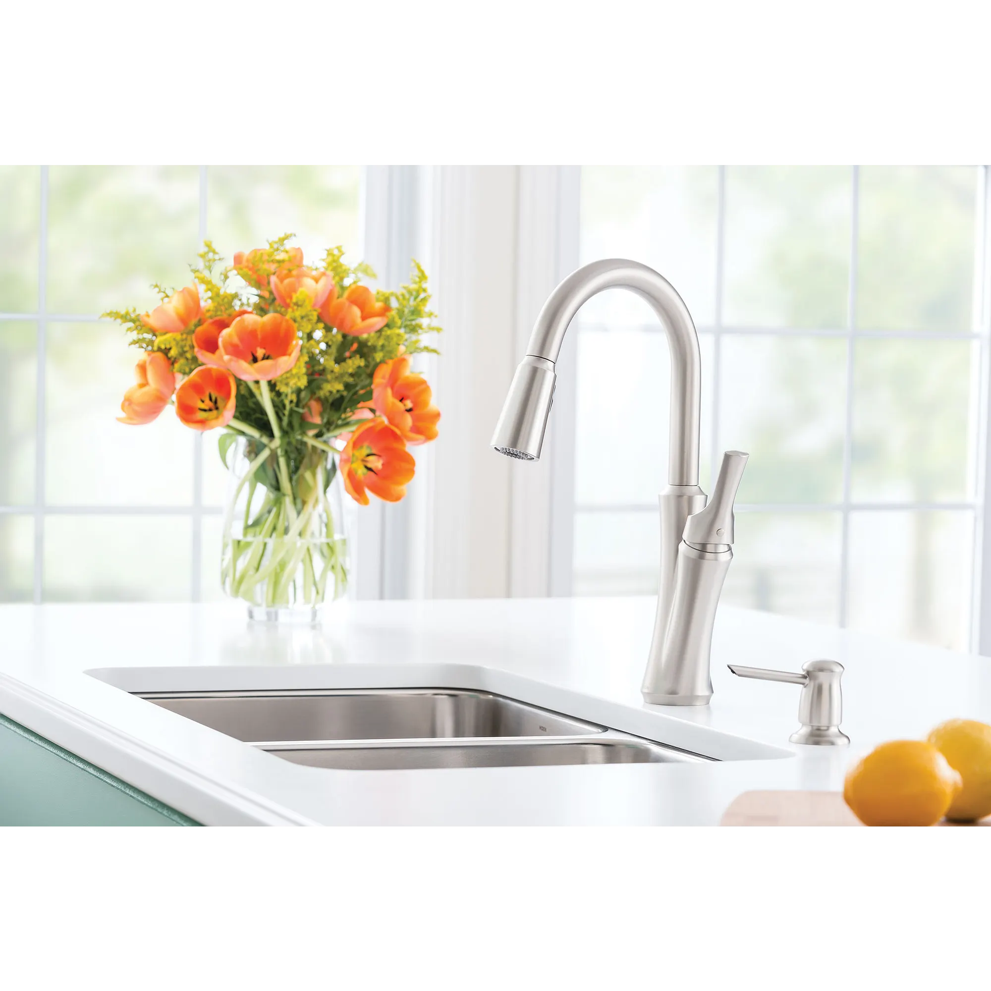 Benson Spot Resist Stainless One-Handle High Arc Pulldown Kitchen Faucet - Image 9
