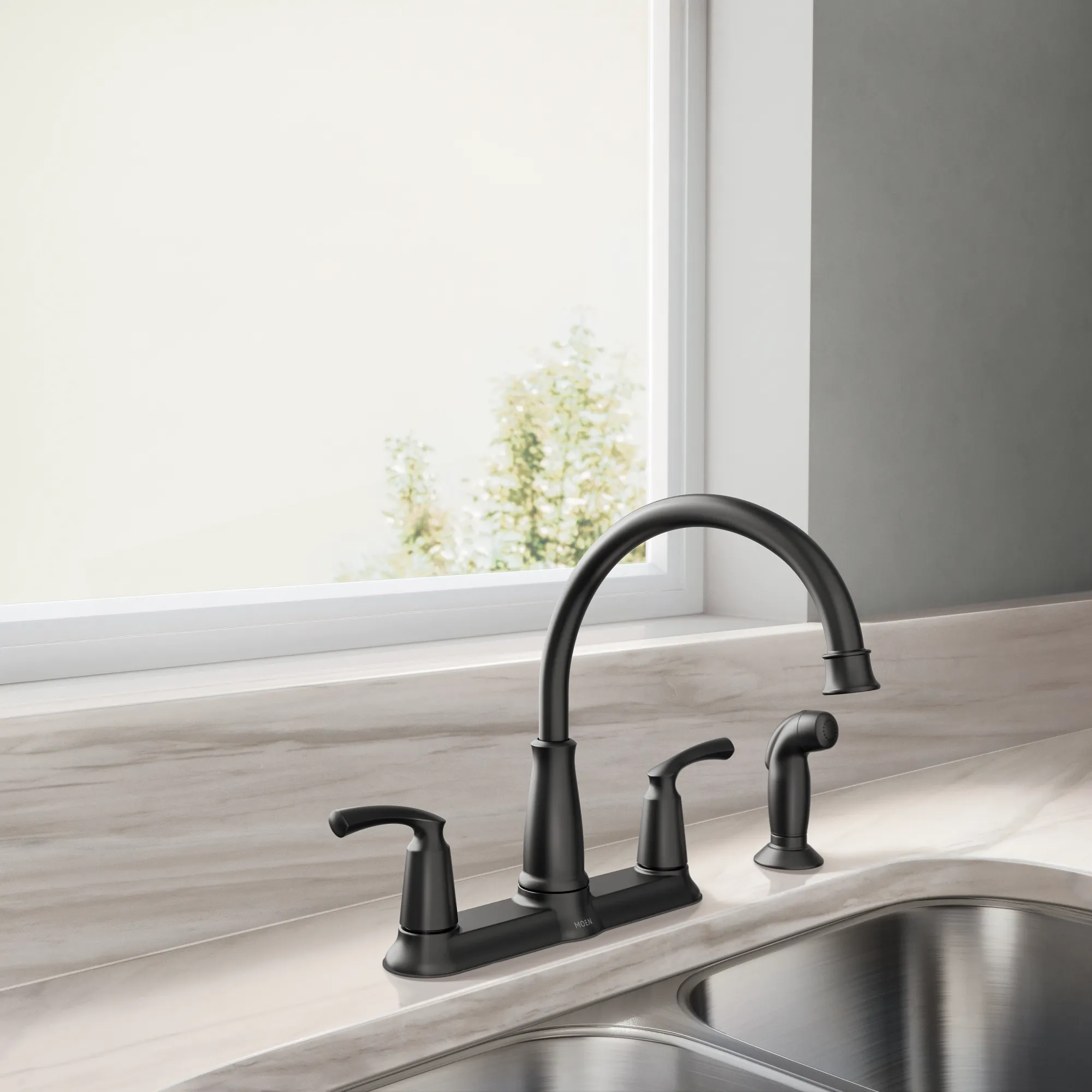 Bexley Matte black two-handle high arc kitchen faucet - Image 7