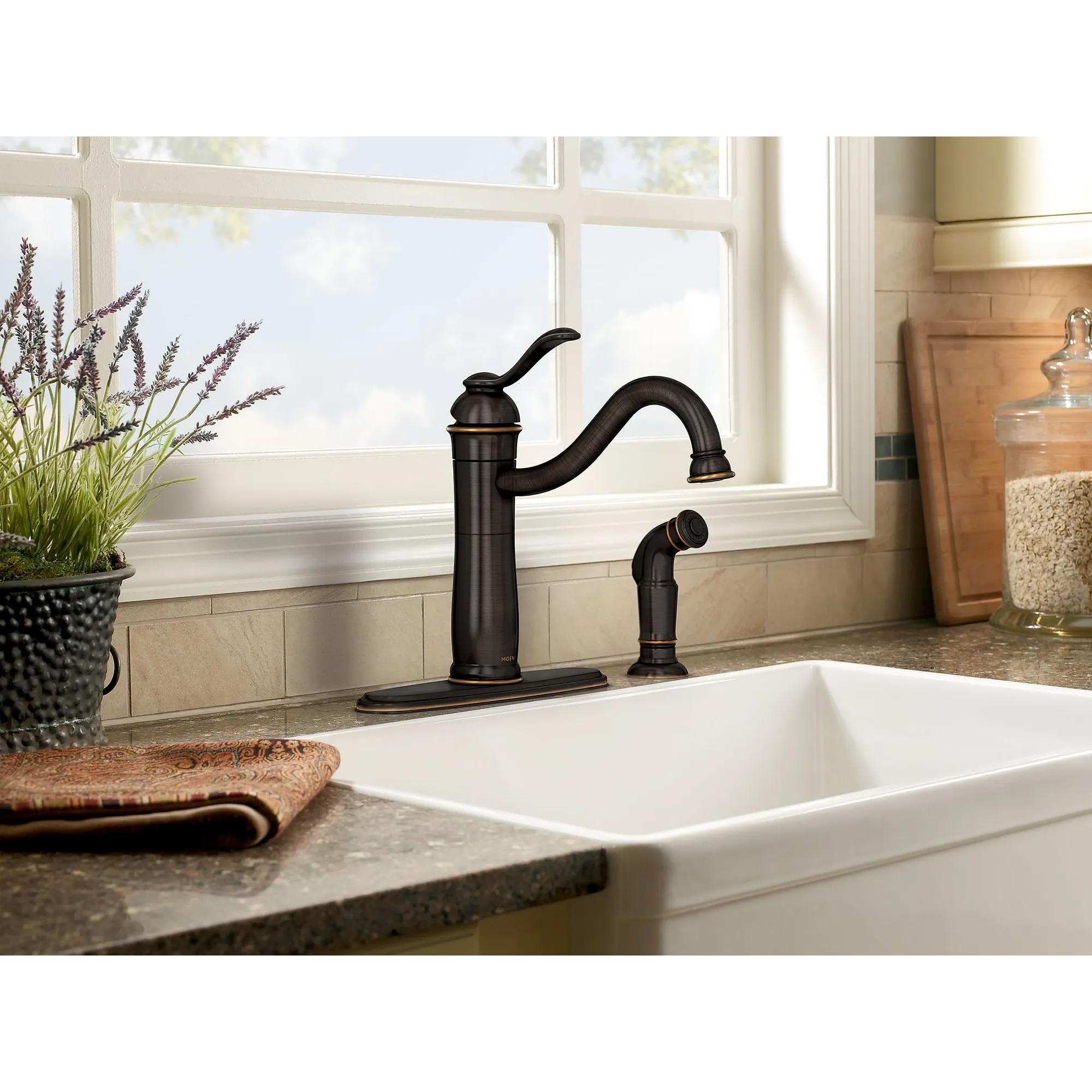 Walden Mediterranean Bronze (MB) One-Handle High Arc Kitchen Faucet - Image 2