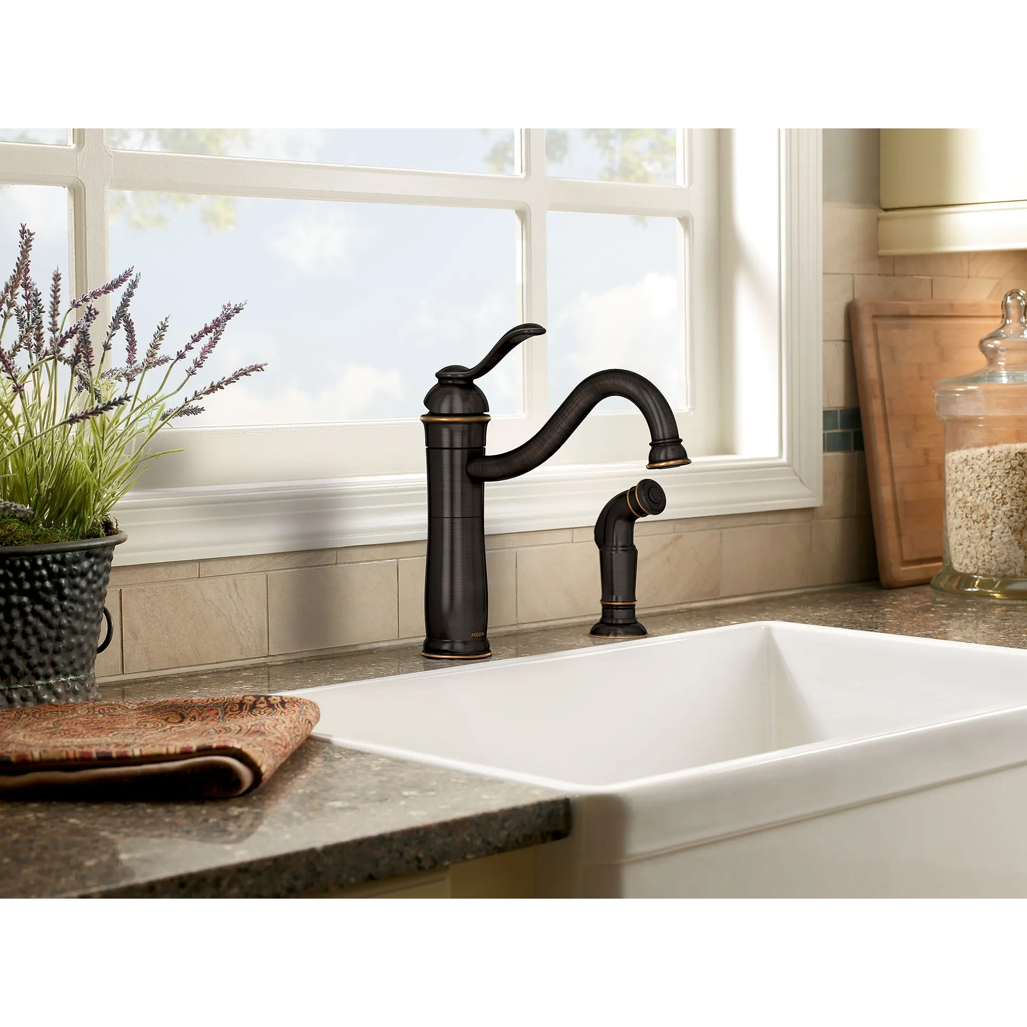 Walden Mediterranean Bronze (MB) One-Handle High Arc Kitchen Faucet - Image 3