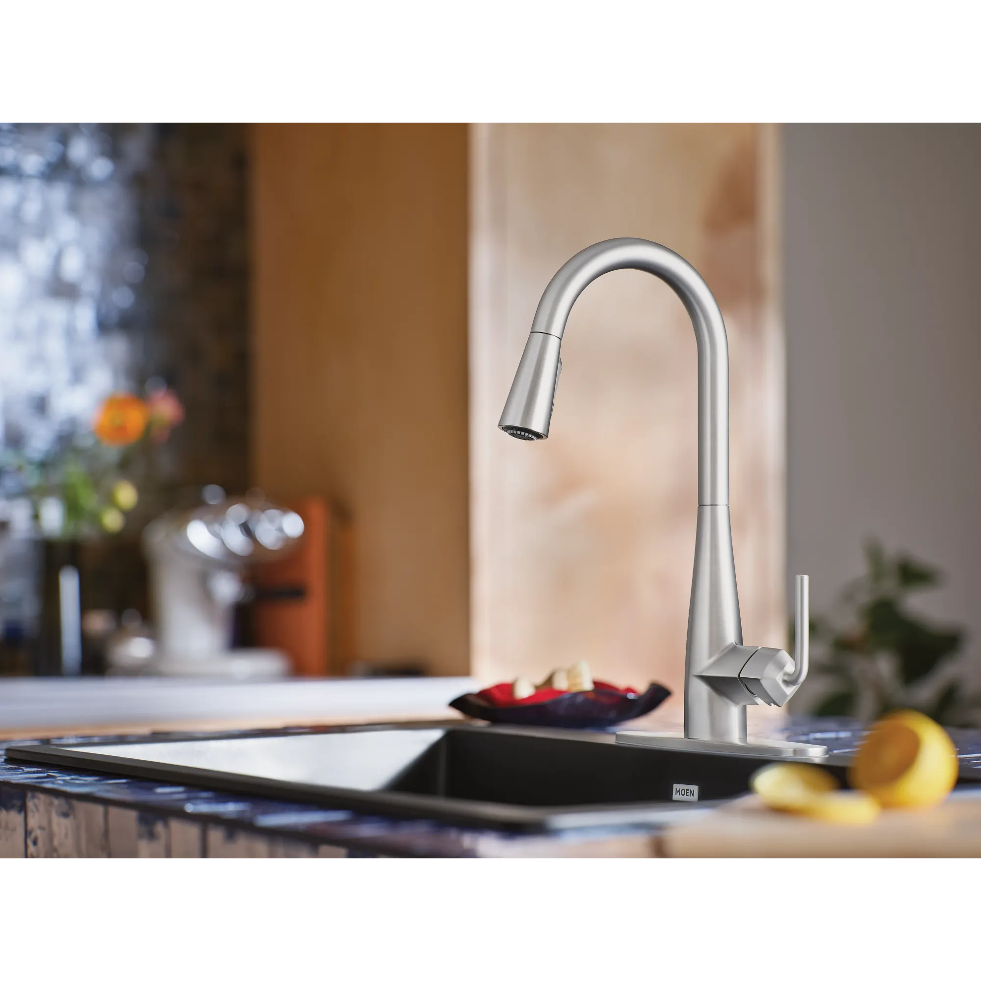 Maureen Chrome one-handle high arc pulldown kitchen faucet - Image 28