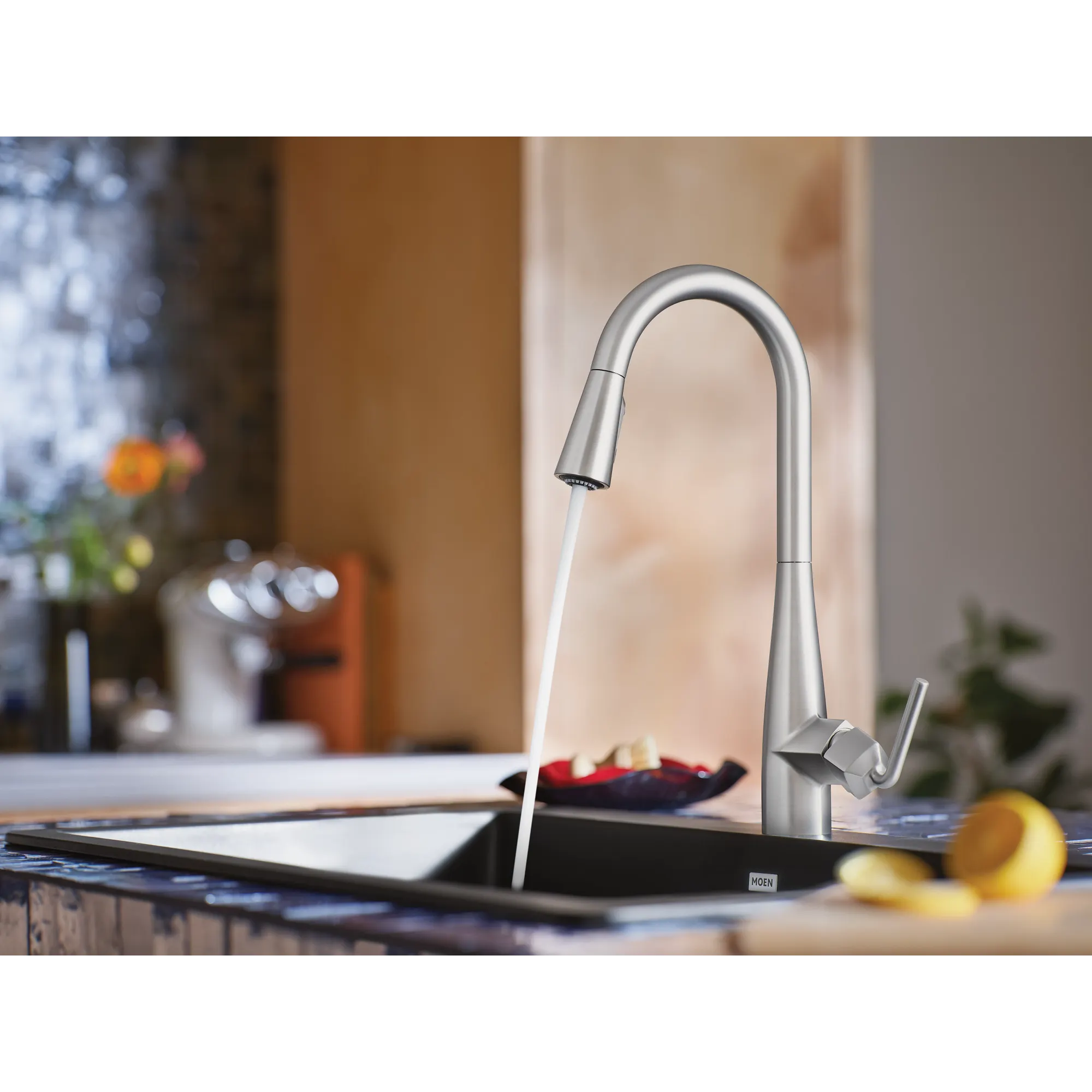 Maureen Chrome one-handle high arc pulldown kitchen faucet - Image 29