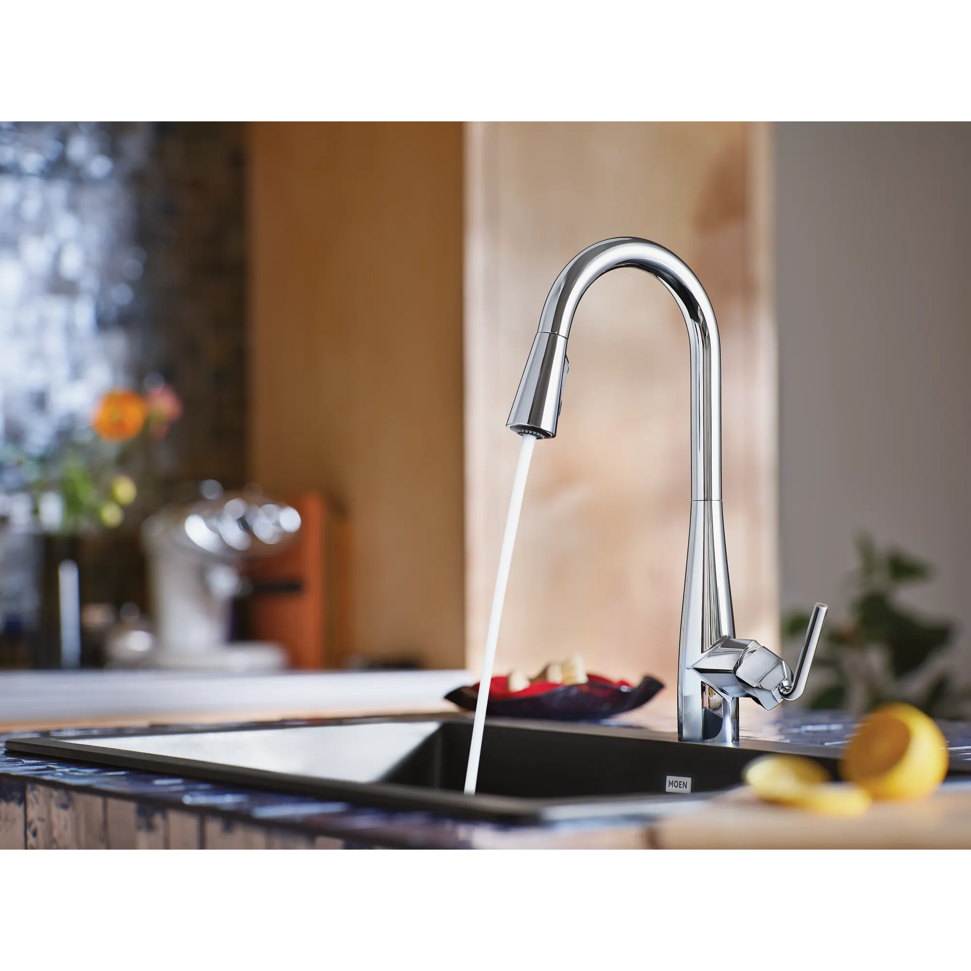 Maureen Chrome one-handle high arc pulldown kitchen faucet - Image 7
