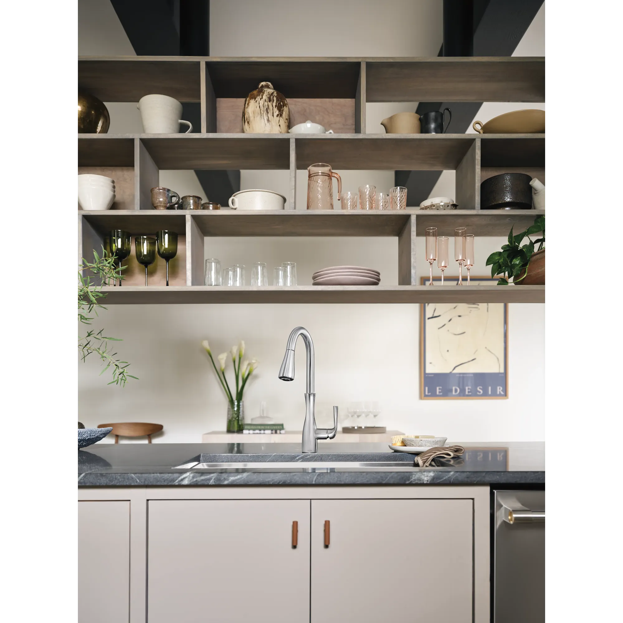 Arlia Chrome one-handle high arc pulldown kitchen faucet - Image 12