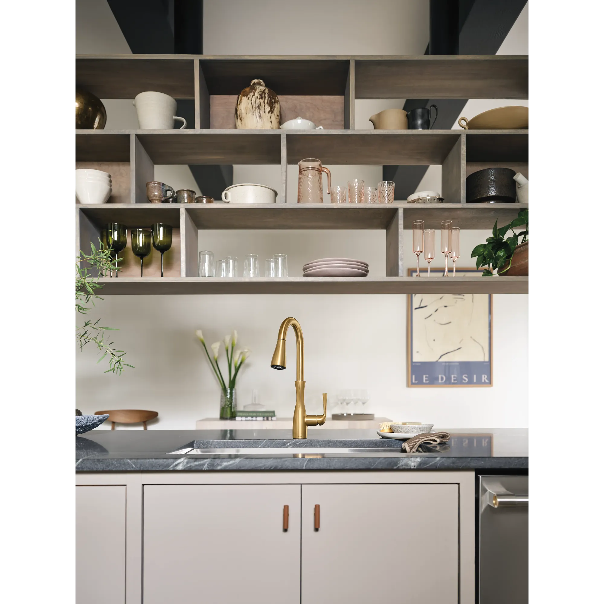 Arlia Chrome one-handle high arc pulldown kitchen faucet - Image 52