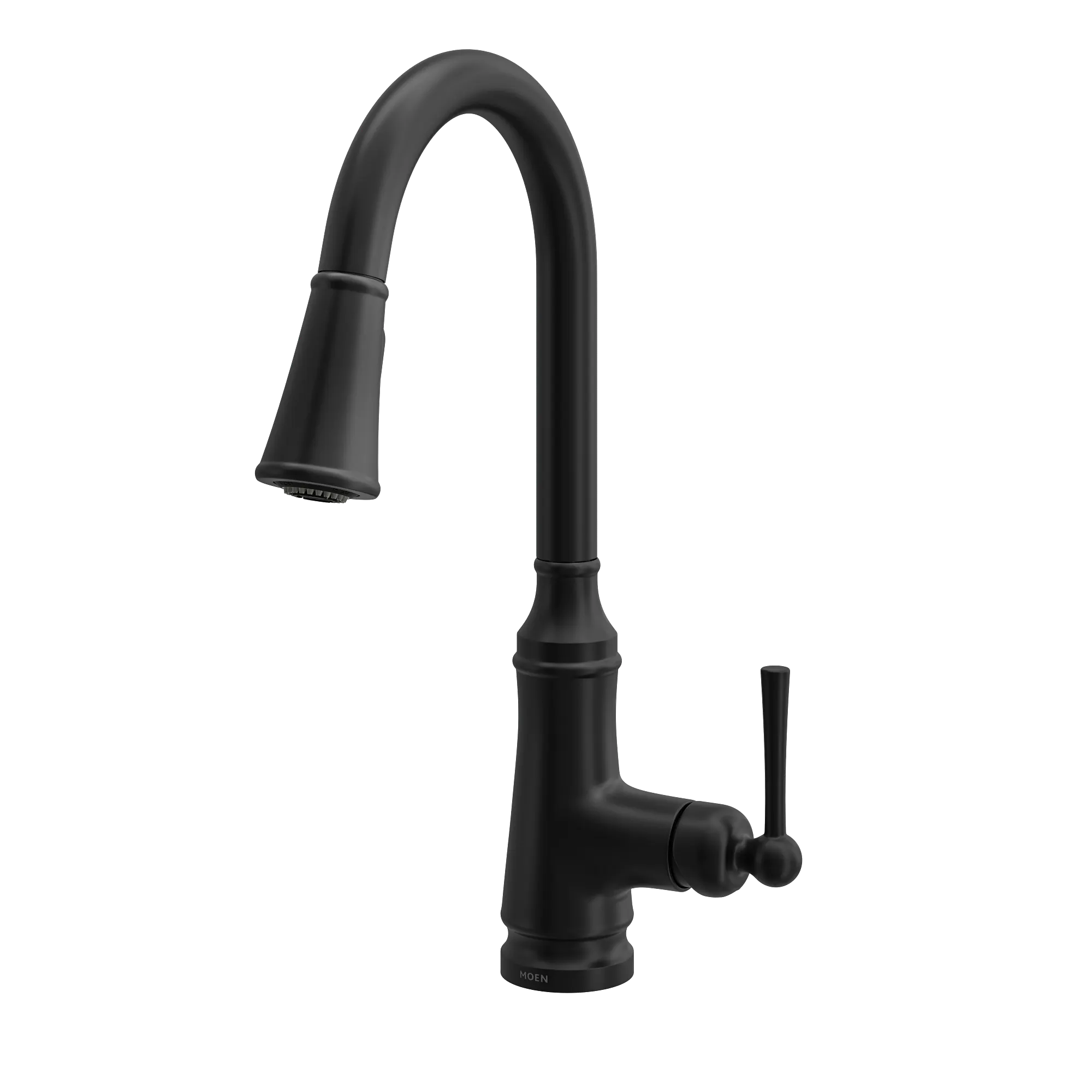 Jaslynn Matte black one-handle high arc pulldown kitchen faucet - Image 3