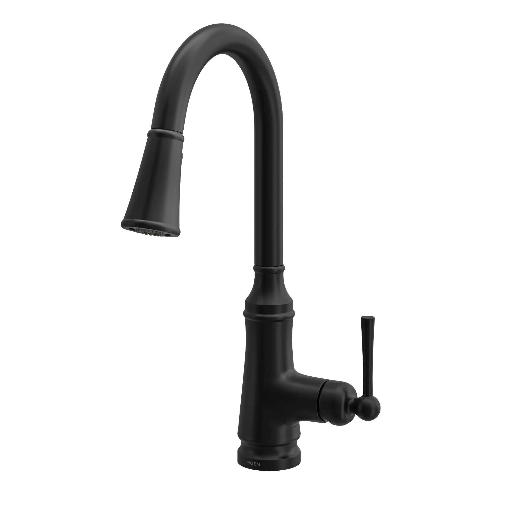 Jaslynn Matte black one-handle high arc pulldown kitchen faucet - Image 4
