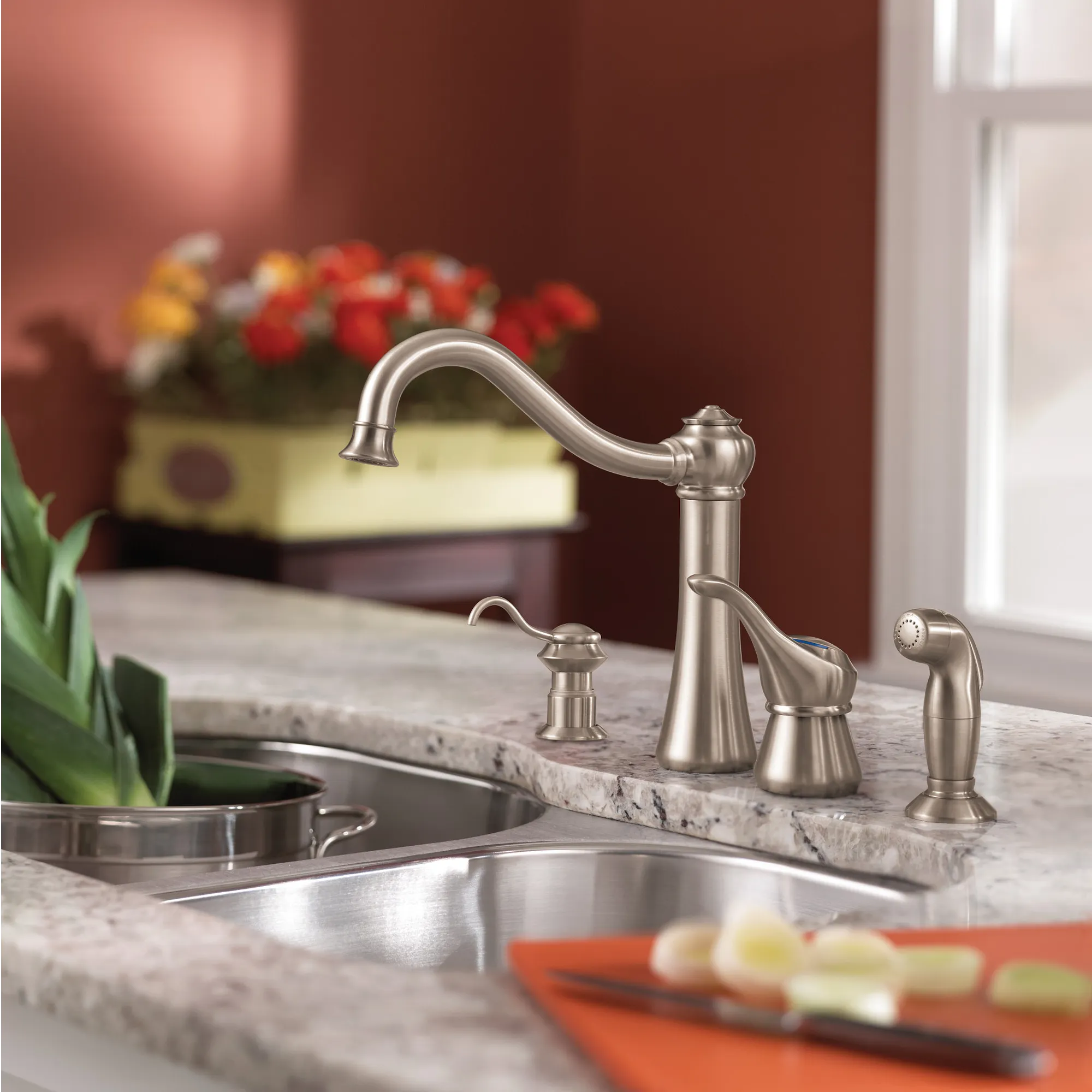 Corrine Chrome one-handle high arc kitchen faucet - Image 4