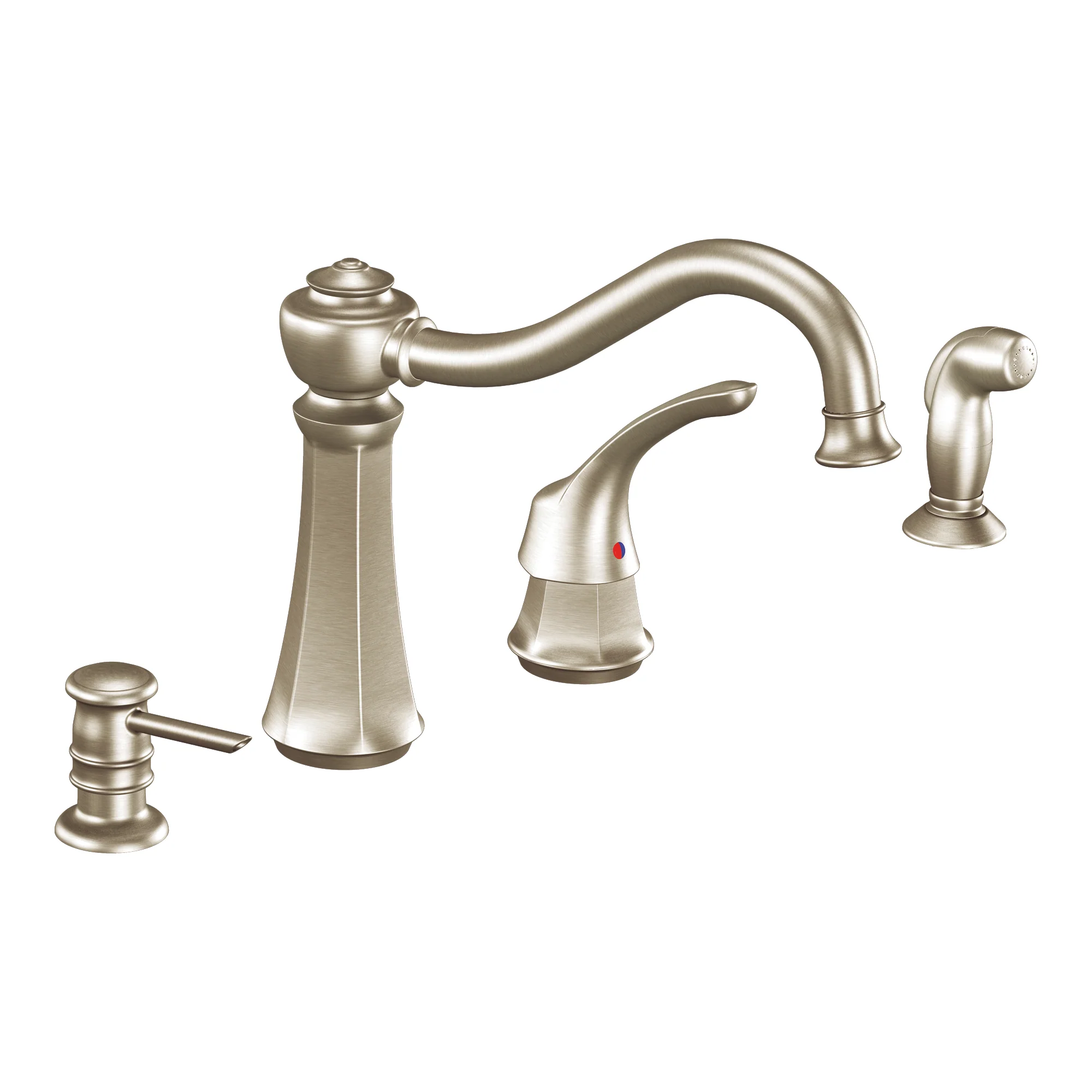 Traditional Chrome one-handle high arc kitchen faucet - Image 4