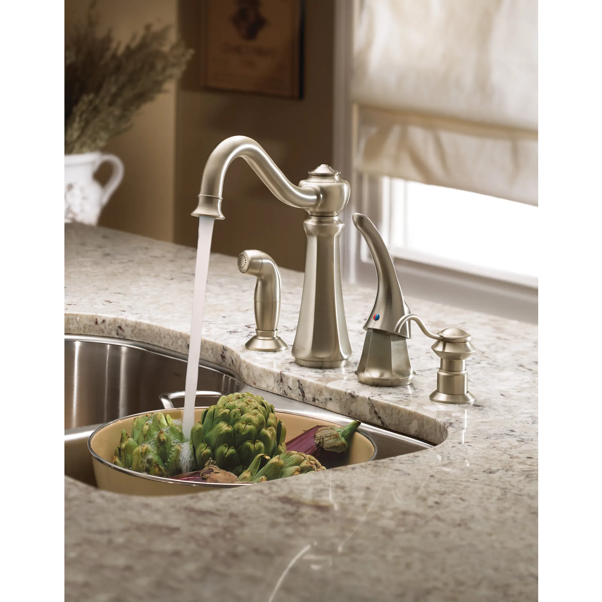 Traditional Chrome one-handle high arc kitchen faucet - Image 5
