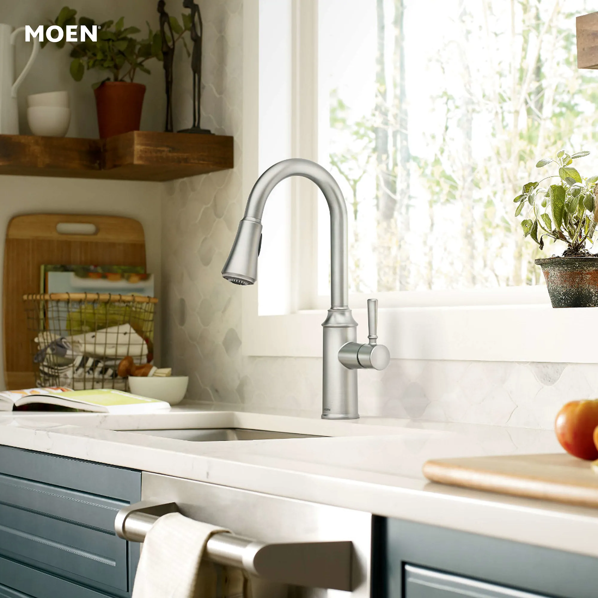 Conneaut Spot Resist Stainless One-Handle High Arc Pulldown Kitchen Faucet - Image 3
