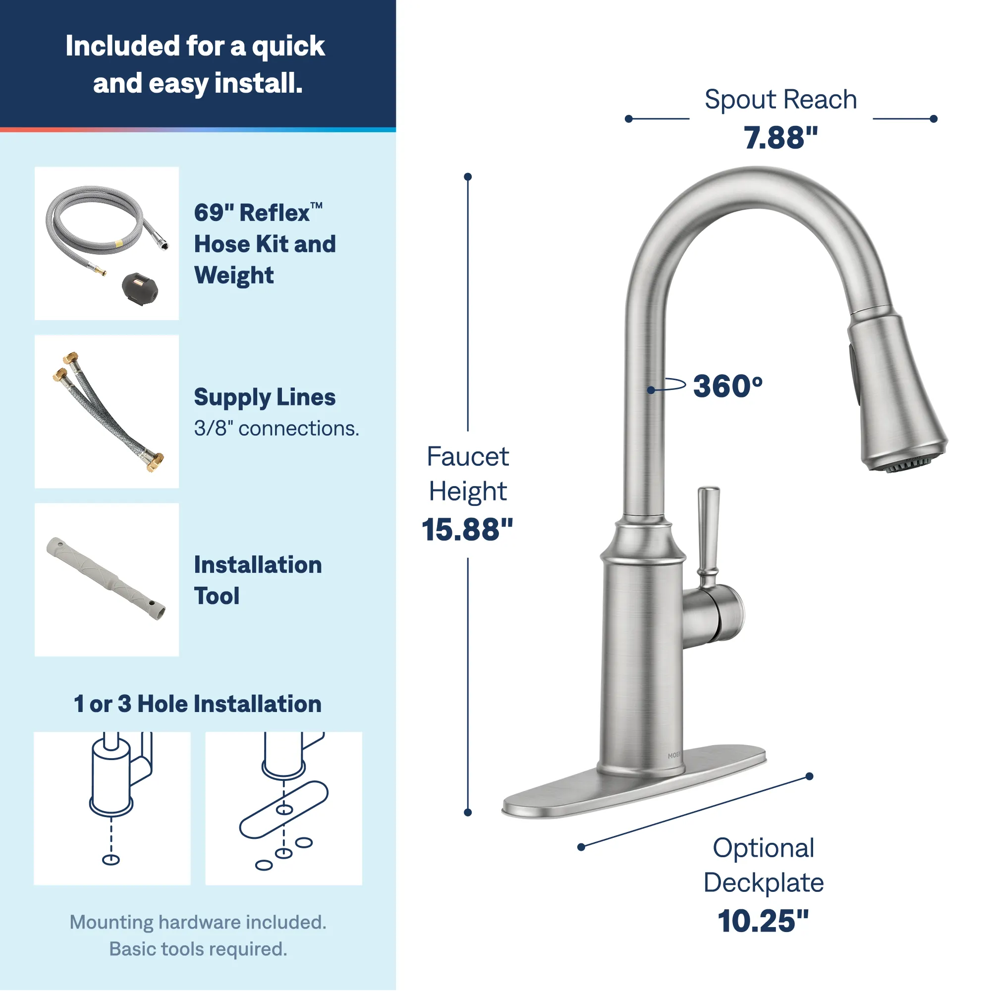 Conneaut Spot Resist Stainless One-Handle High Arc Pulldown Kitchen Faucet - Image 4