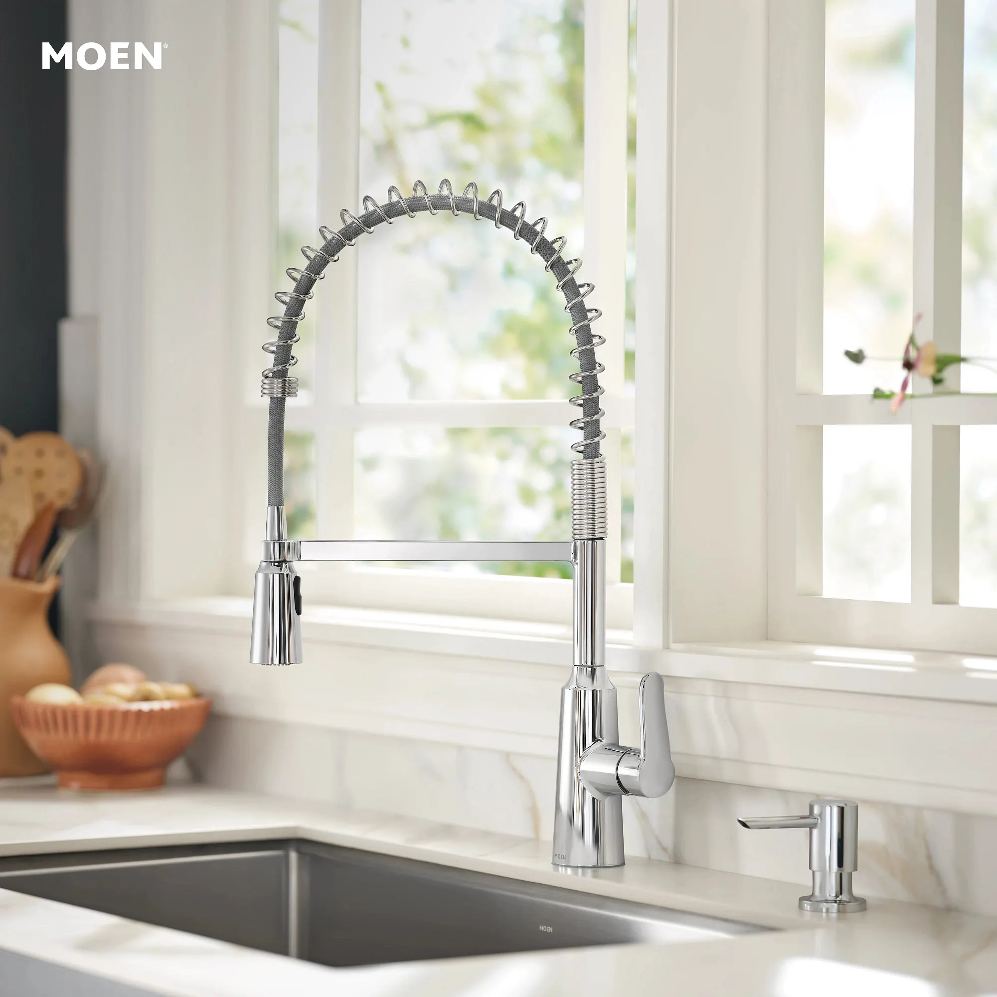 Edwyn One-Handle Pre-Rinse Spring Pulldown Kitchen Faucet - Image 2