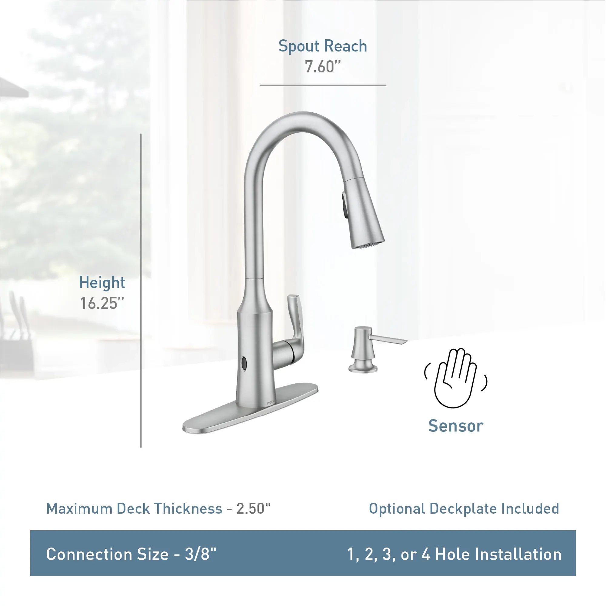 Cadia MotionSense Wave One-Handle Pulldown Touchless Kitchen Faucet - Image 5