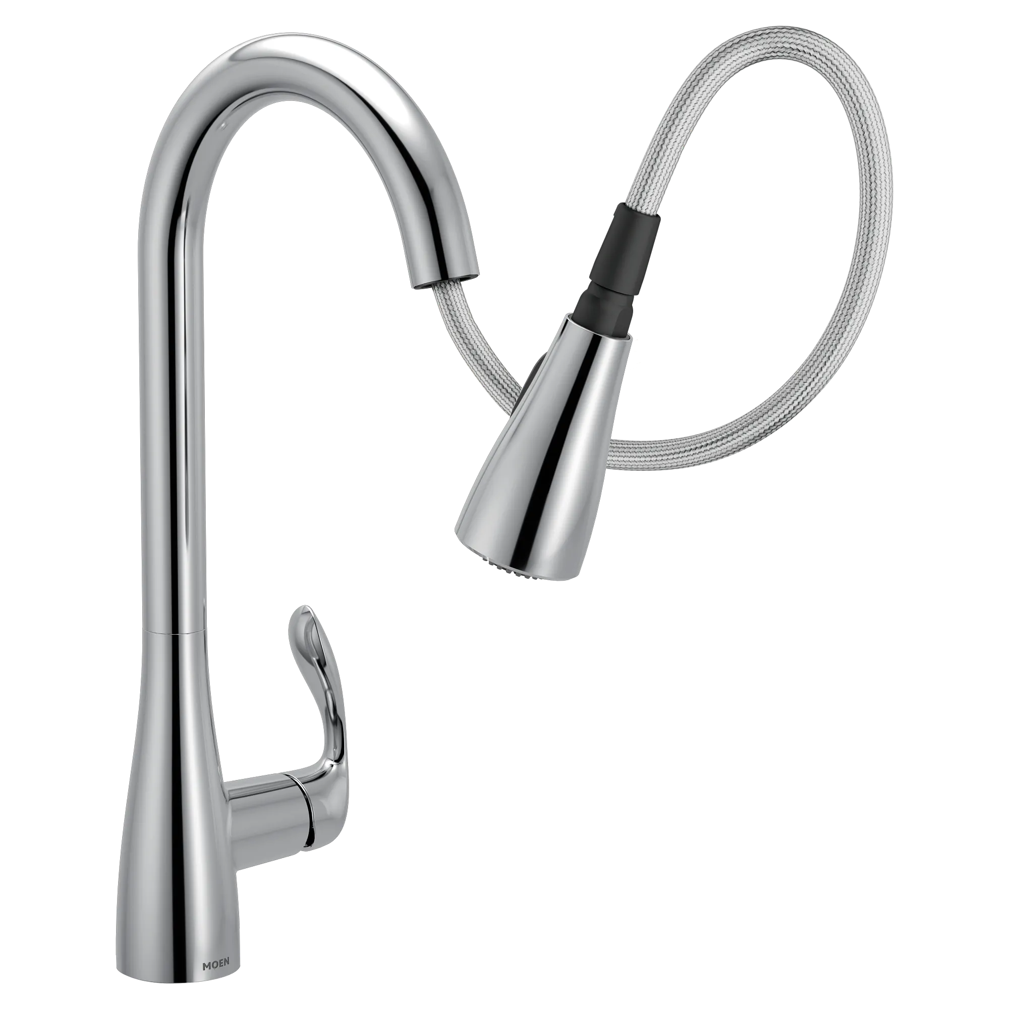 Georgene Chrome one-handle high arc pulldown kitchen faucet - Image 12