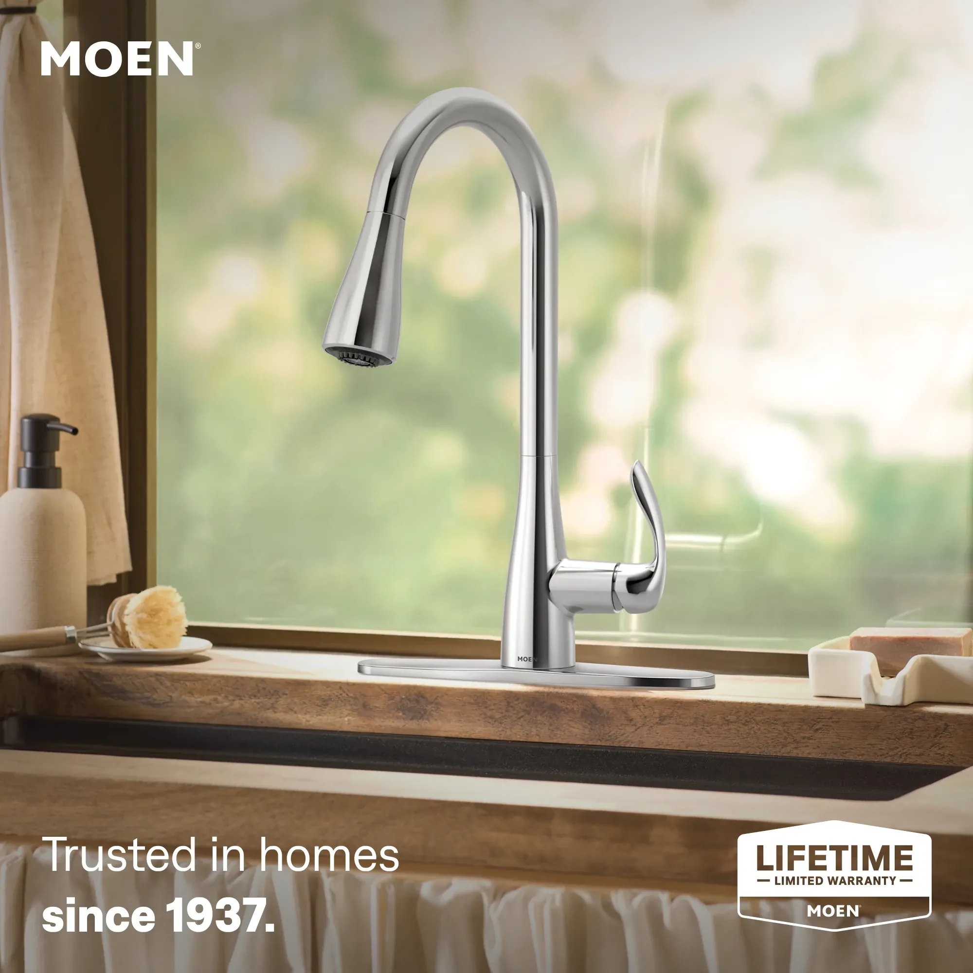 Georgene Chrome one-handle high arc pulldown kitchen faucet - Image 16