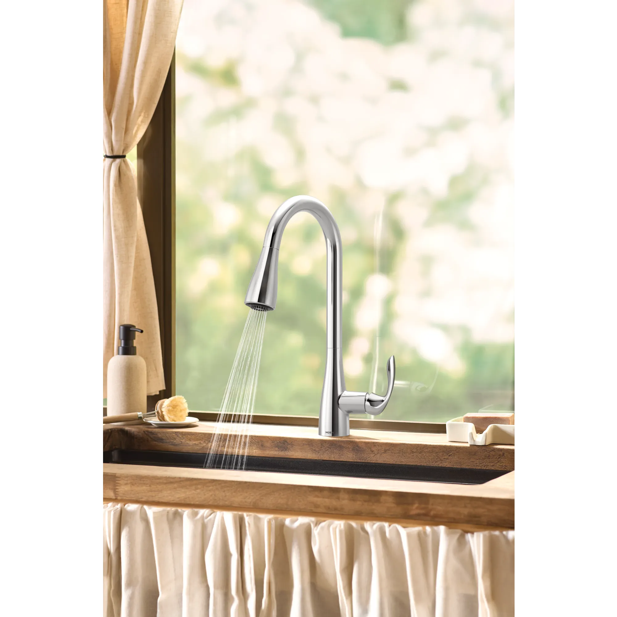 Georgene Chrome one-handle high arc pulldown kitchen faucet - Image 6