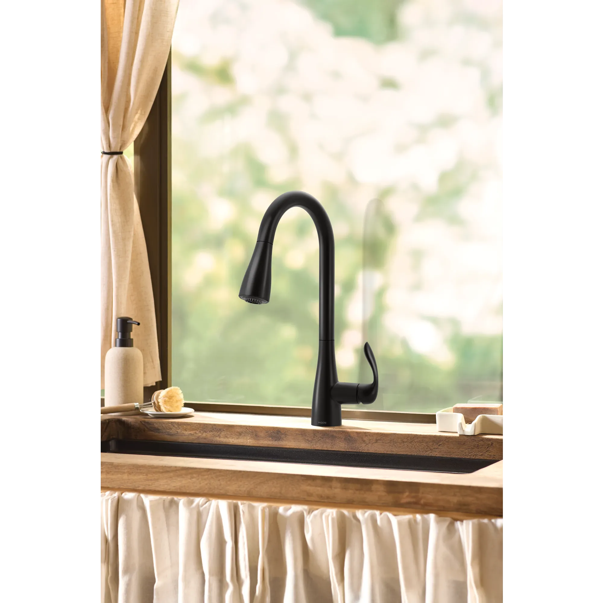 Georgene Matte black one-handle high arc pulldown kitchen faucet - Image 10