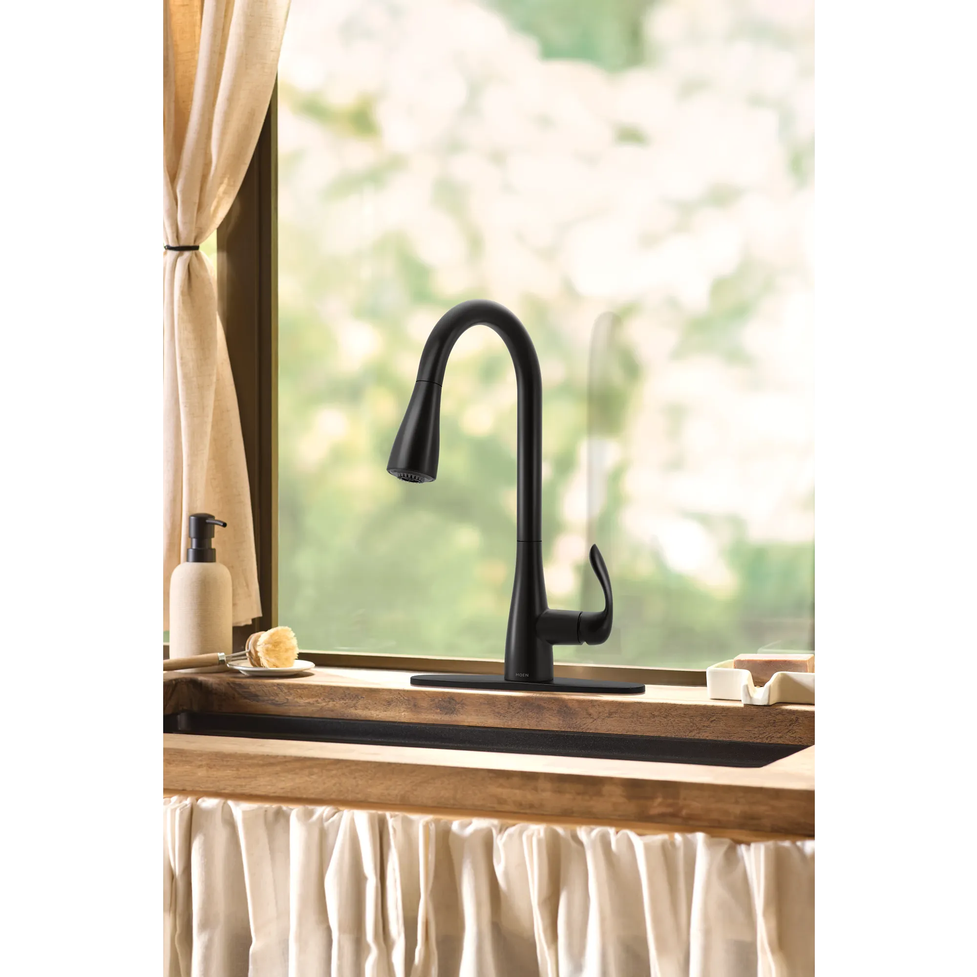 Georgene Matte black one-handle high arc pulldown kitchen faucet - Image 11