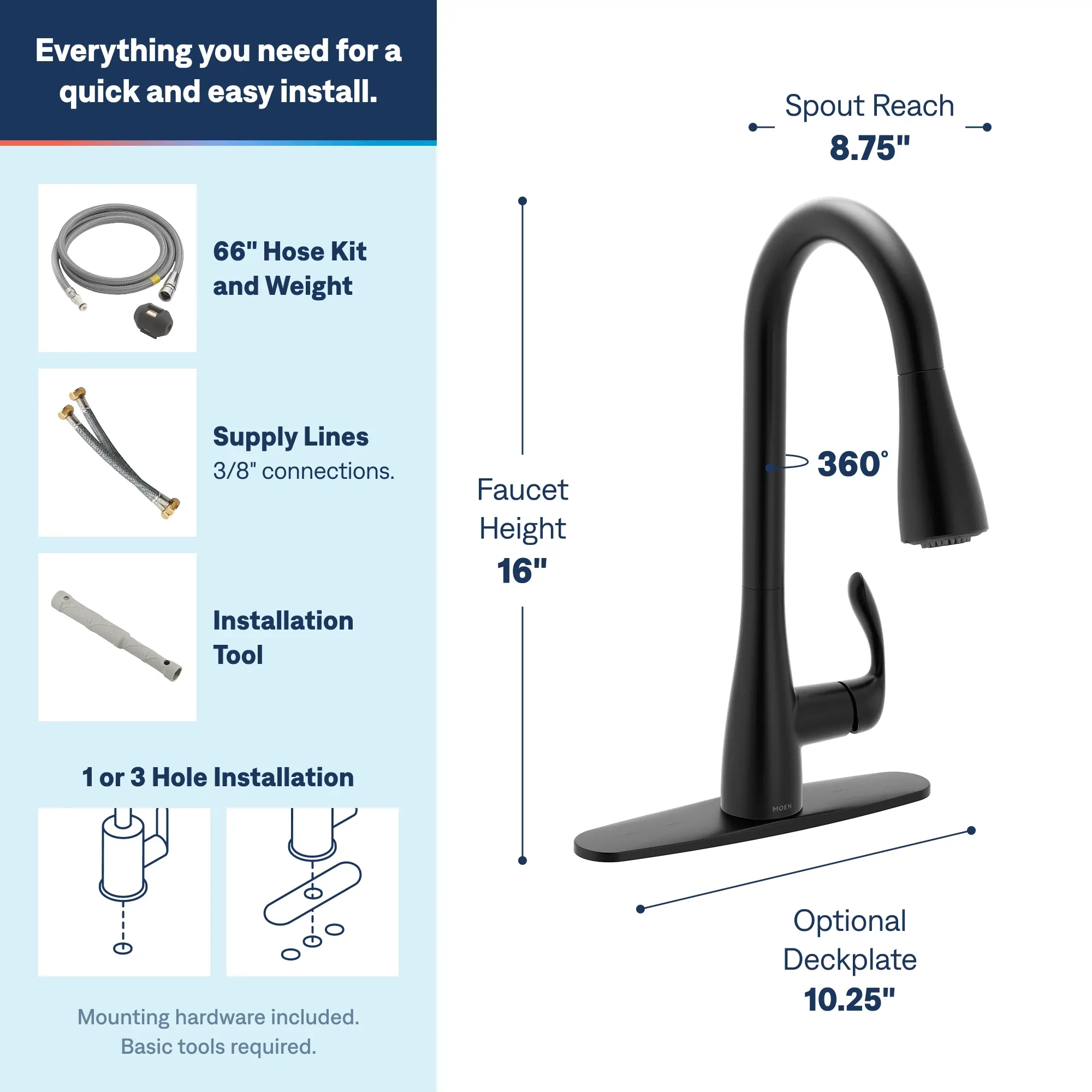 Georgene Matte black one-handle high arc pulldown kitchen faucet - Image 16