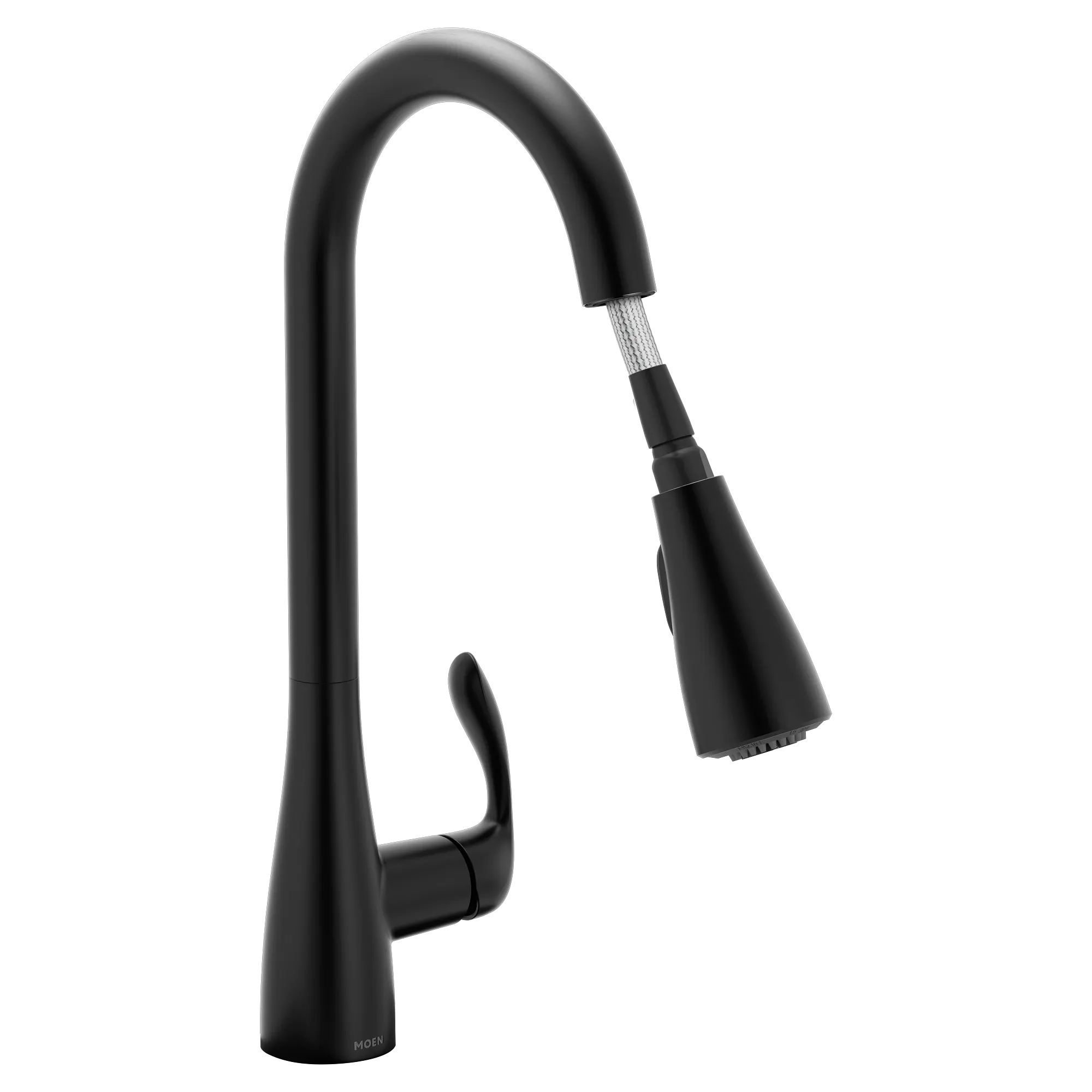 Georgene Matte black one-handle high arc pulldown kitchen faucet - Image 2