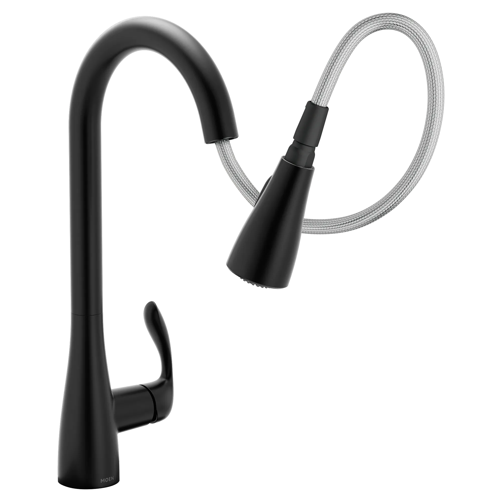 Georgene Matte black one-handle high arc pulldown kitchen faucet - Image 3