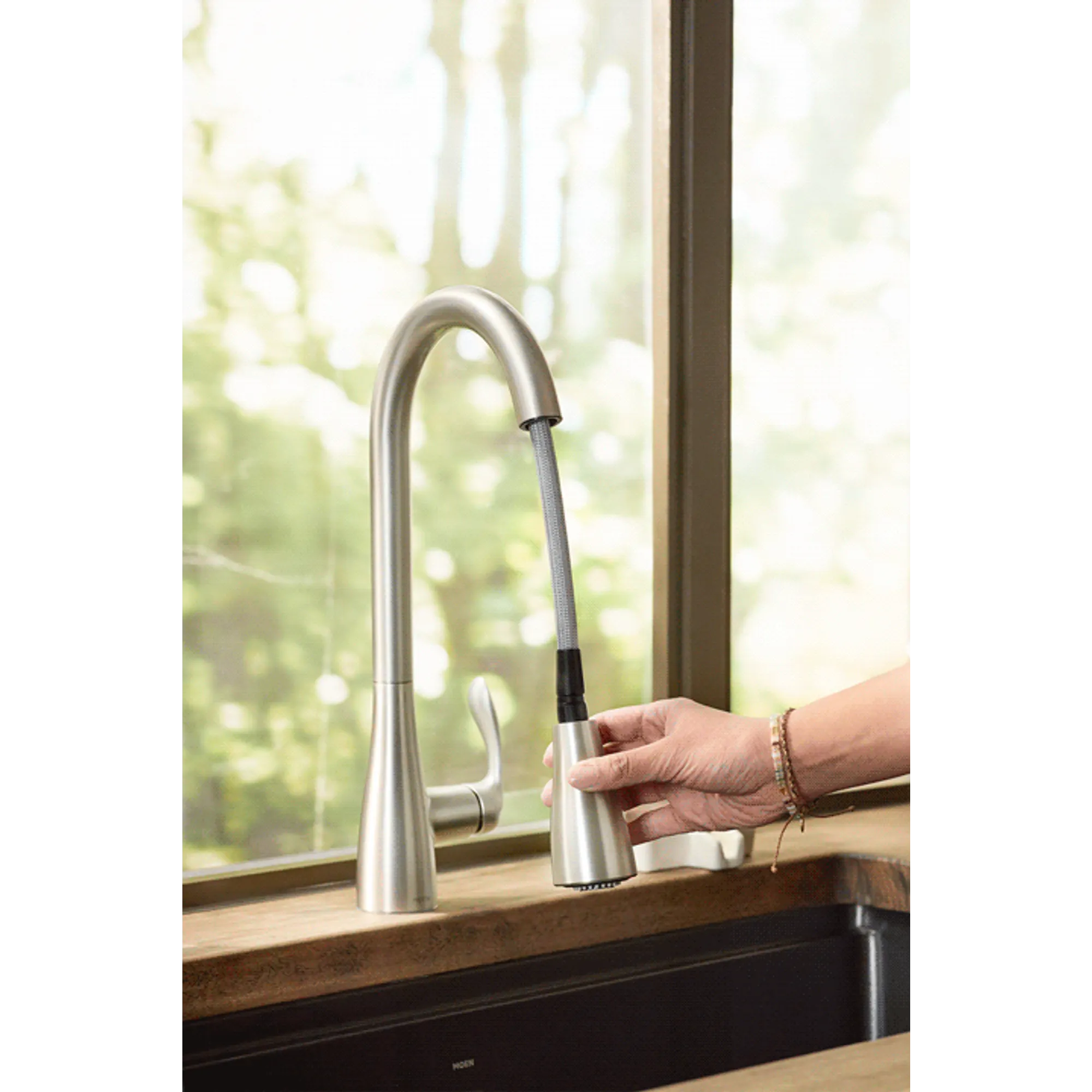 Georgene Spot resist stainless one-handle high arc pulldown kitchen faucet - Image 16