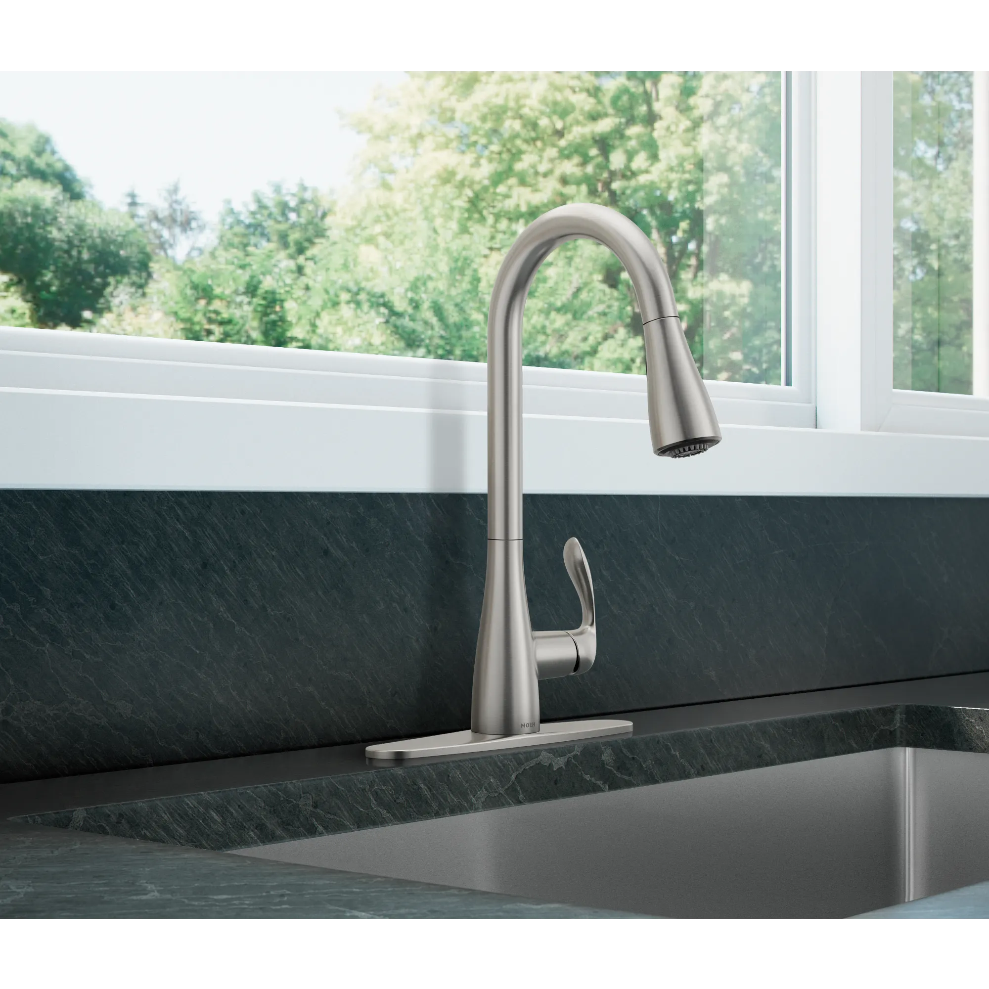 Georgene Spot resist stainless one-handle high arc pulldown kitchen faucet - Image 5