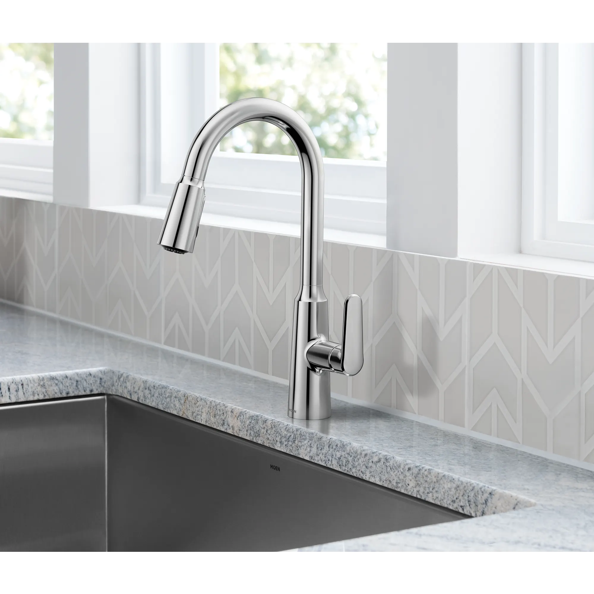 Edwyn Chrome one-handle high arc pulldown kitchen faucet - Image 2