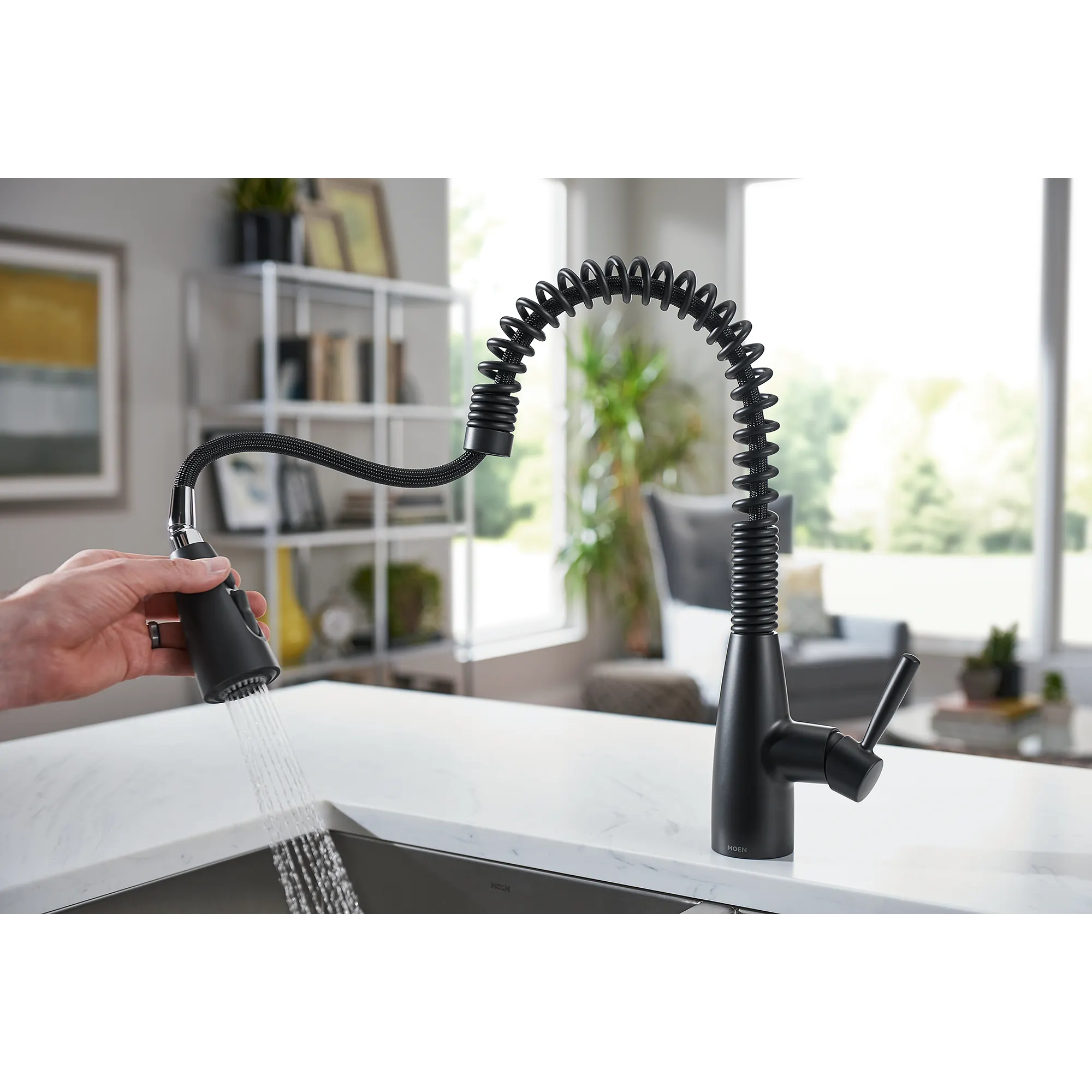 Springvale Matte Black One-Handle Pulldown Kitchen Faucet - Image 10