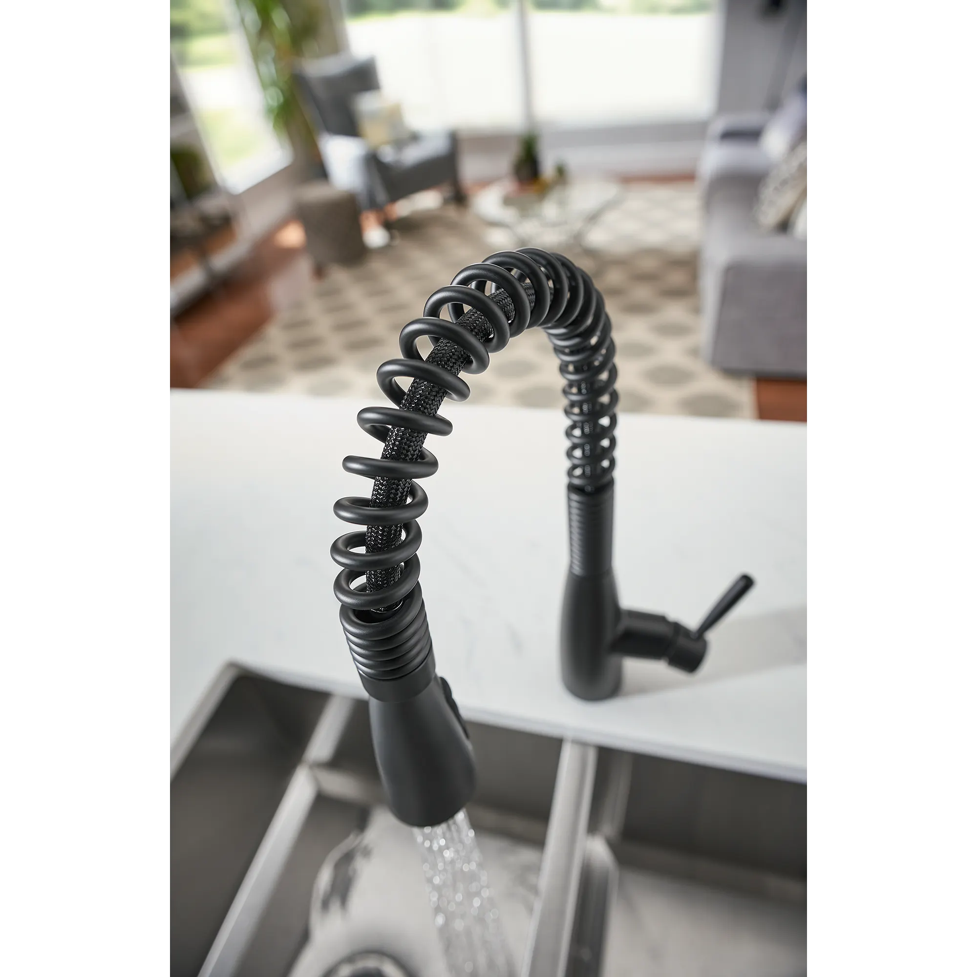 Springvale Matte Black One-Handle Pulldown Kitchen Faucet - Image 8