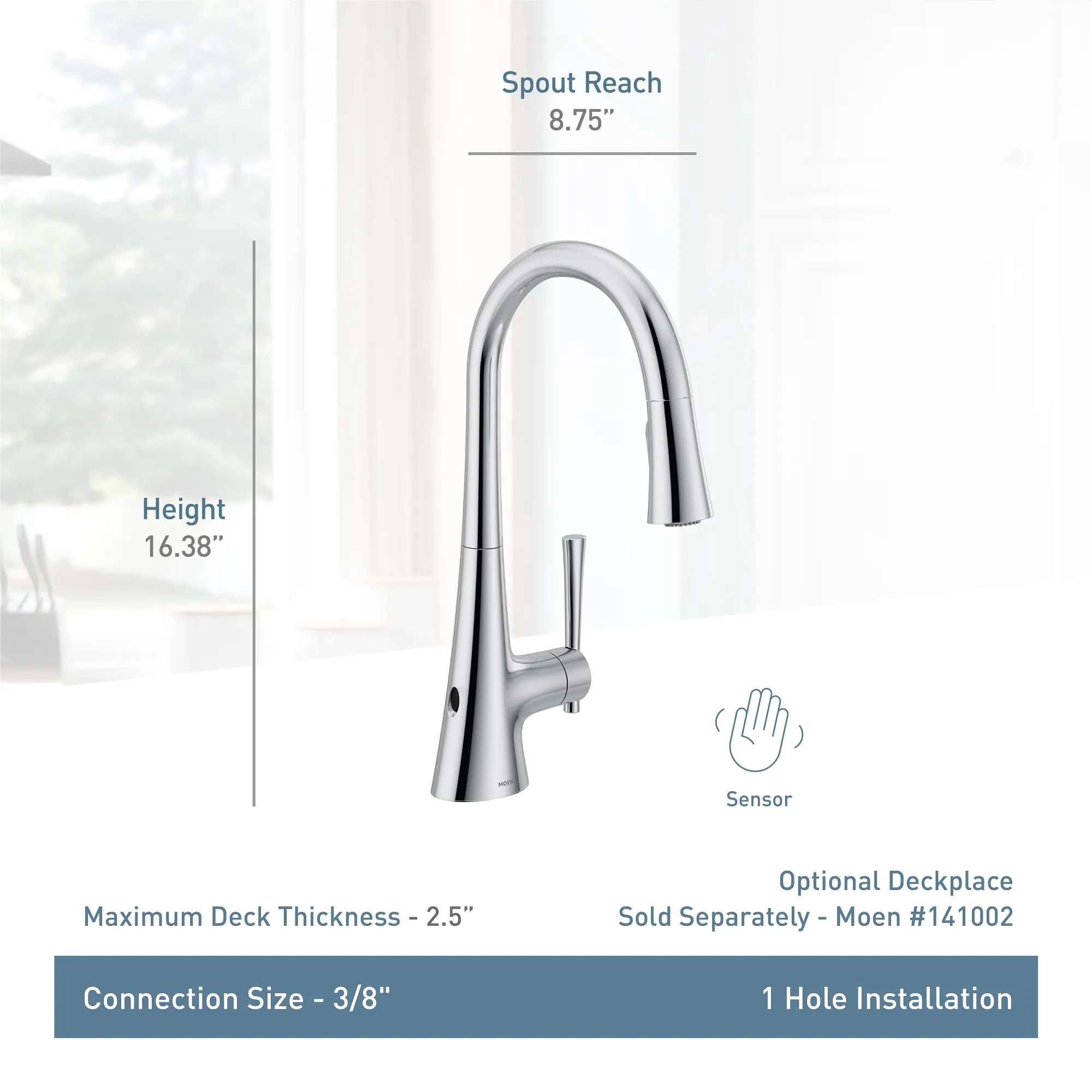Kurv MotionSense Wave One-Handle Pulldown Touchless Kitchen Faucet - Image 3
