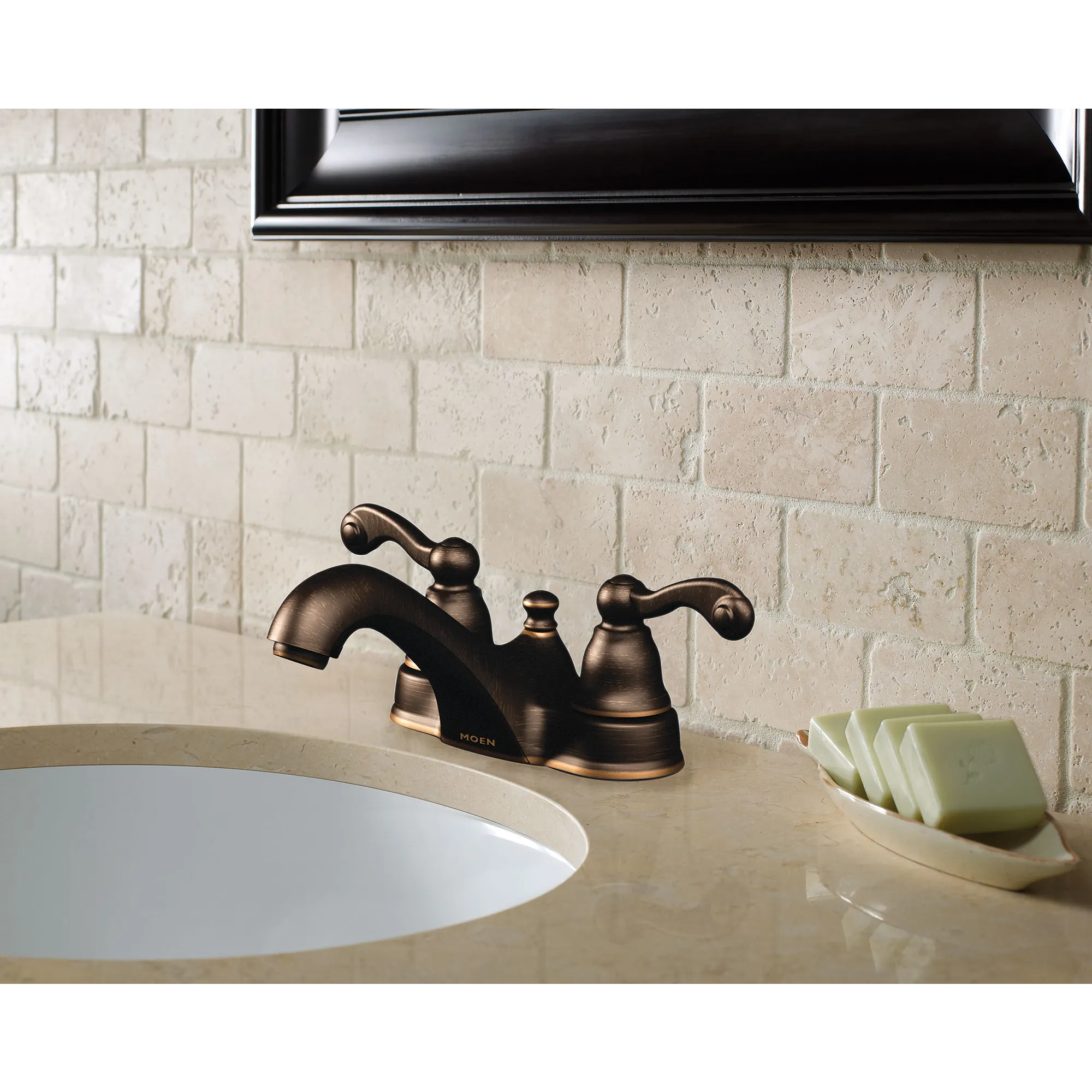 Traditional Chrome two-handle low arc bathroom faucet - Image 4