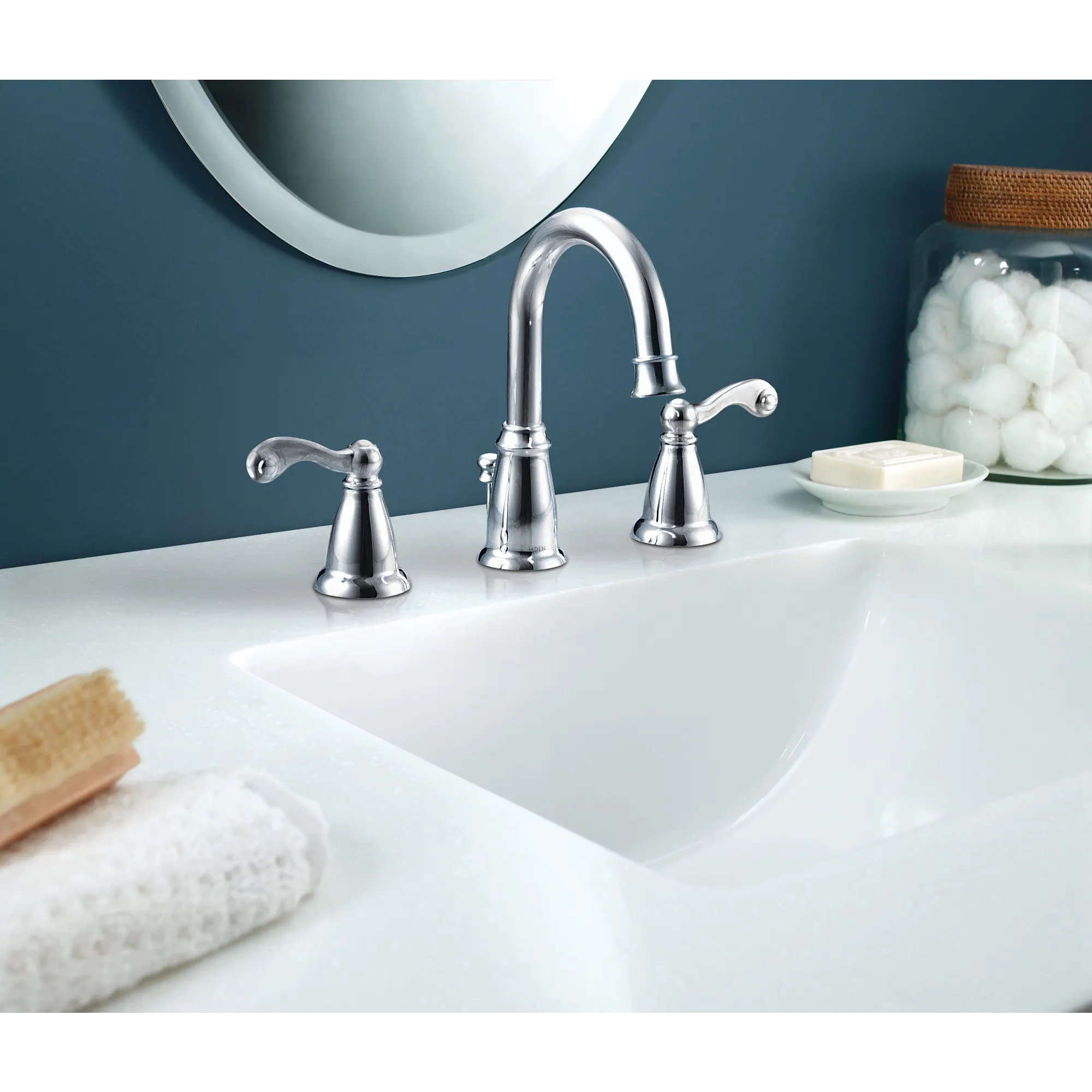 Traditional Chrome two-handle high arc bathroom faucet - Image 2