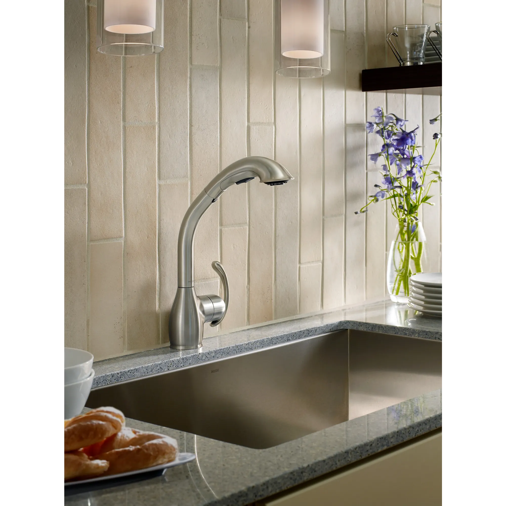 Neva Chrome one-handle high arc pullout kitchen faucet - Image 20
