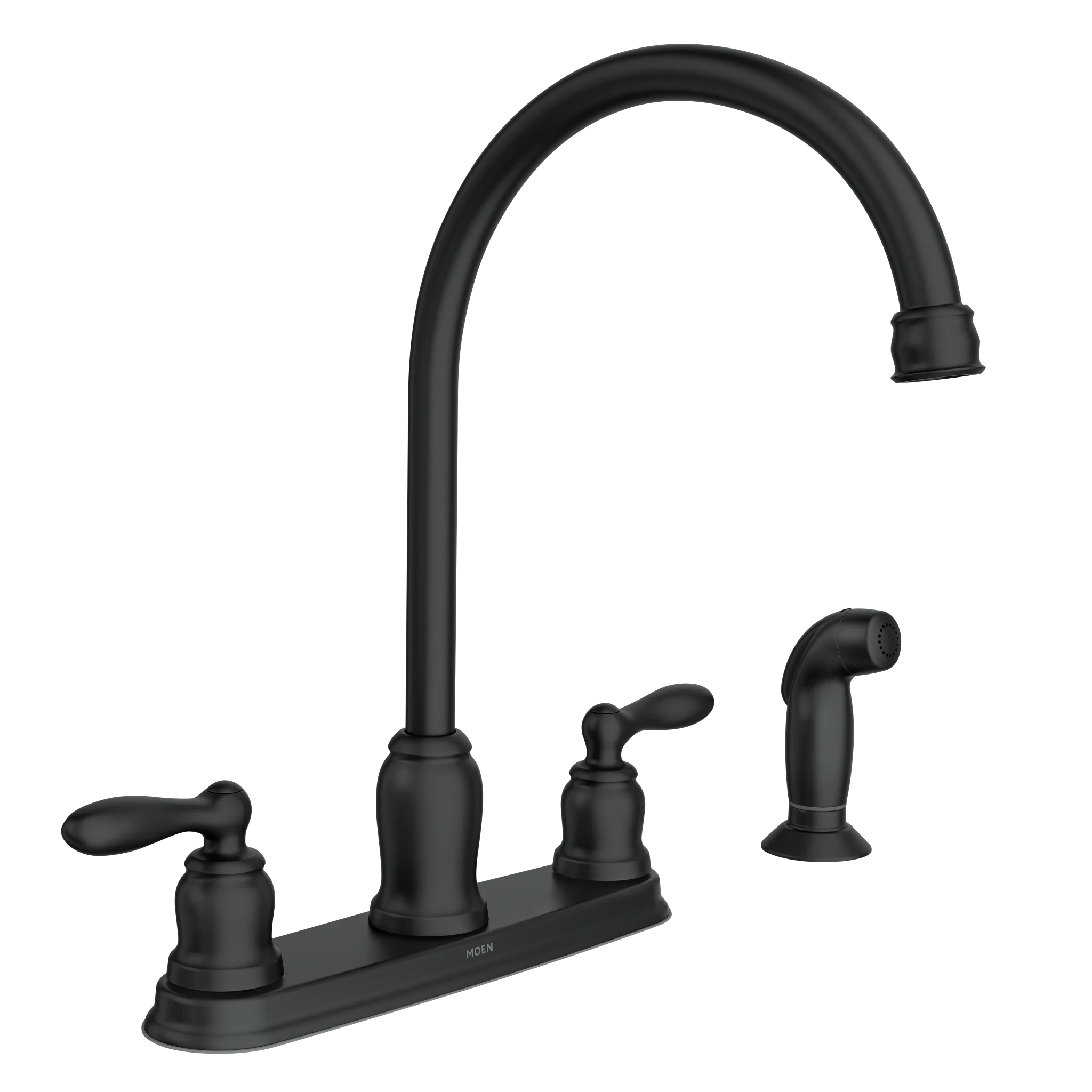 Caldwell Matte black two-handle high arc kitchen faucet