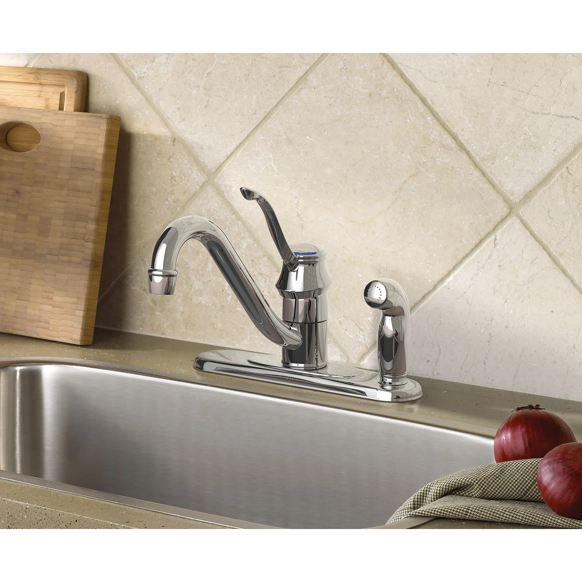 Wickston Chrome one-handle low arc kitchen faucet - Image 2