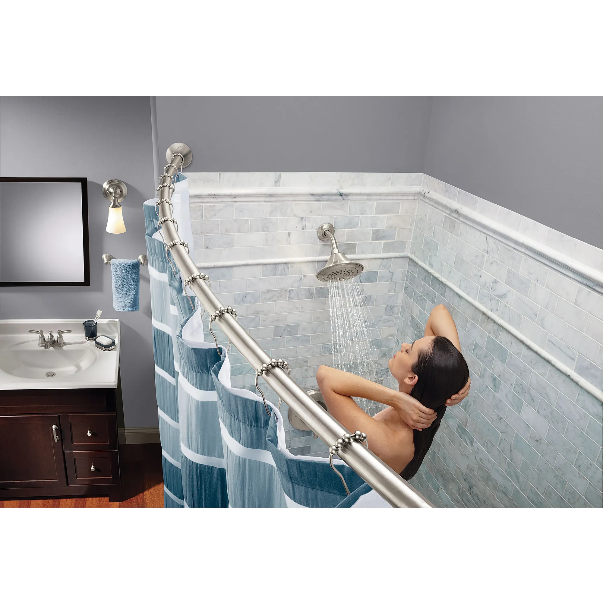 Curved Shower Rods Chrome Tension Curved Shower Rod - Image 14