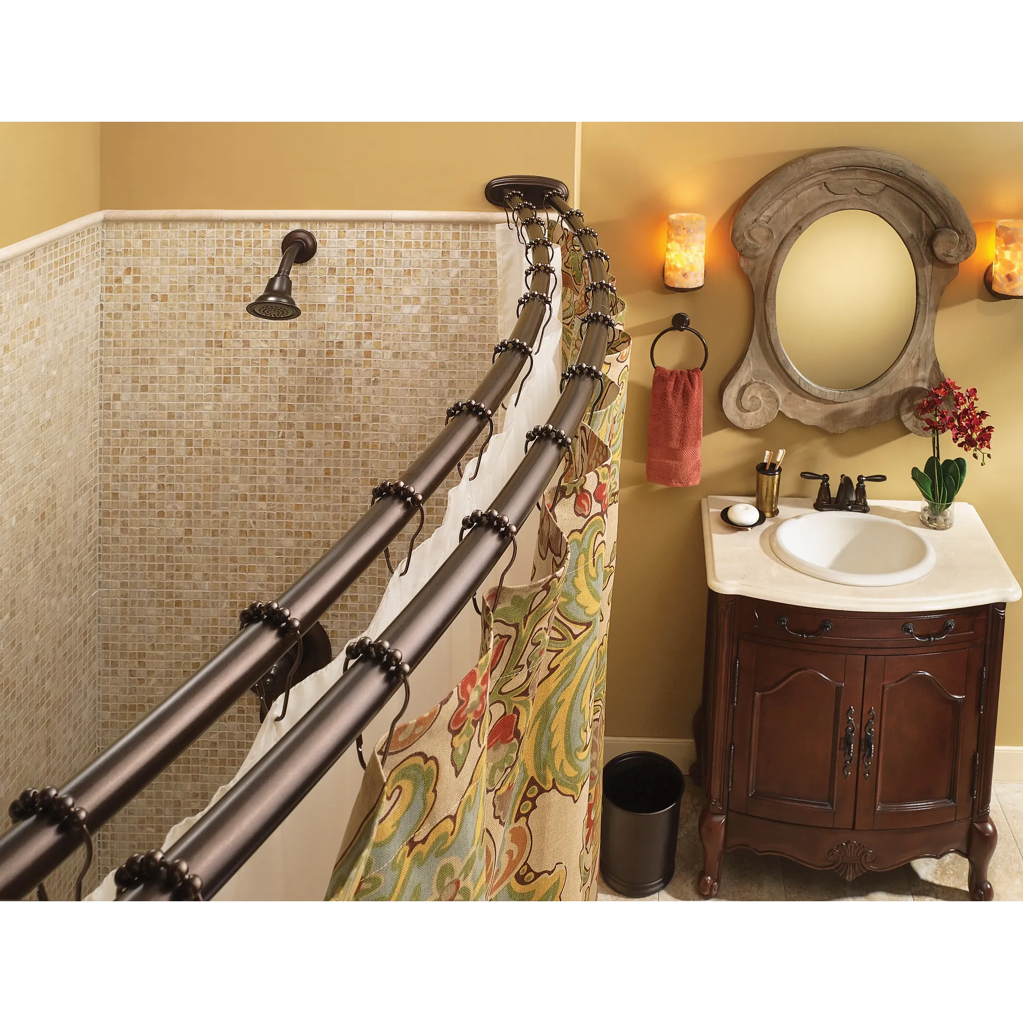 Moen Chrome adjustable curved shower rod - Image 2