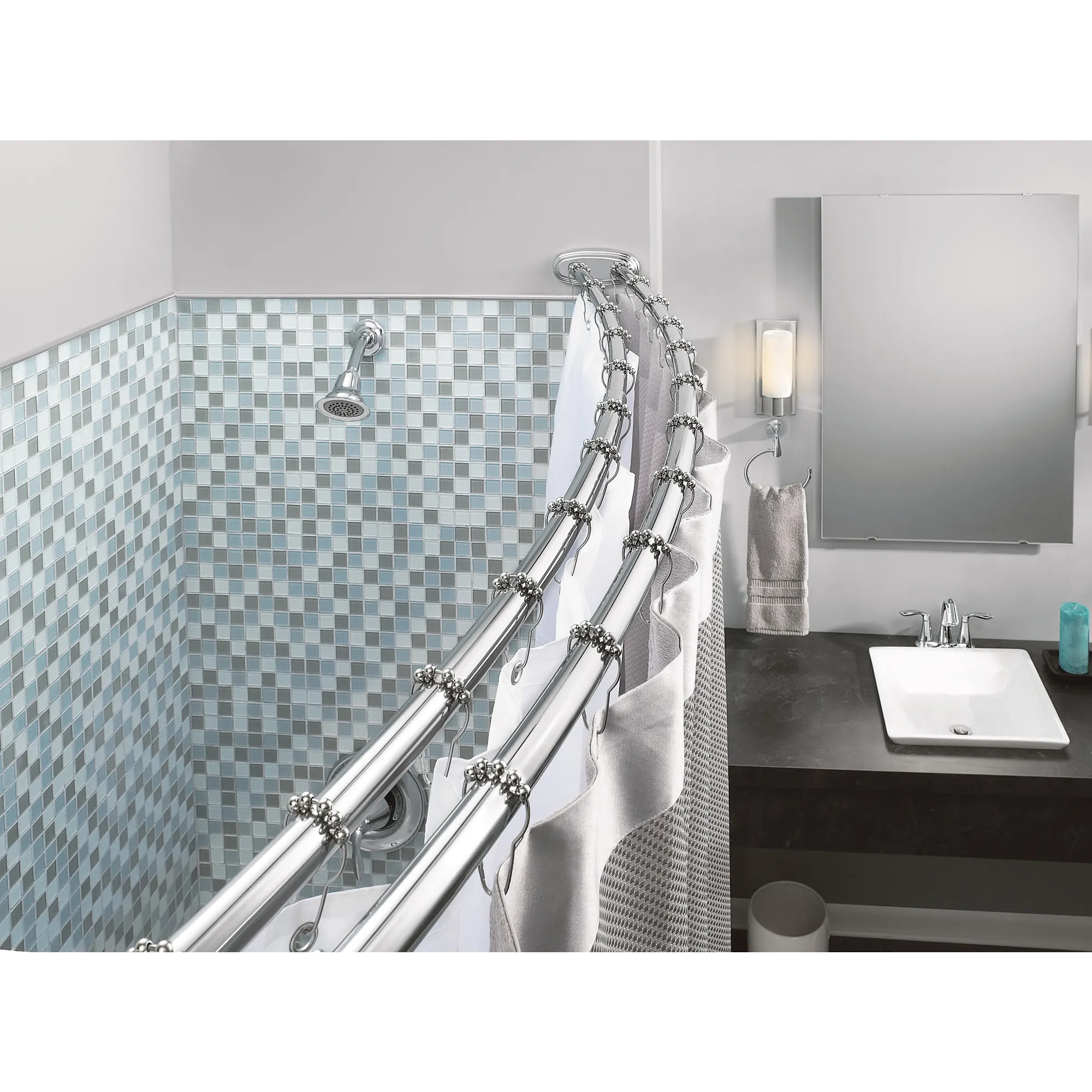 Curved Shower Rods Chrome Adjustable Curved Shower Rod - Image 8