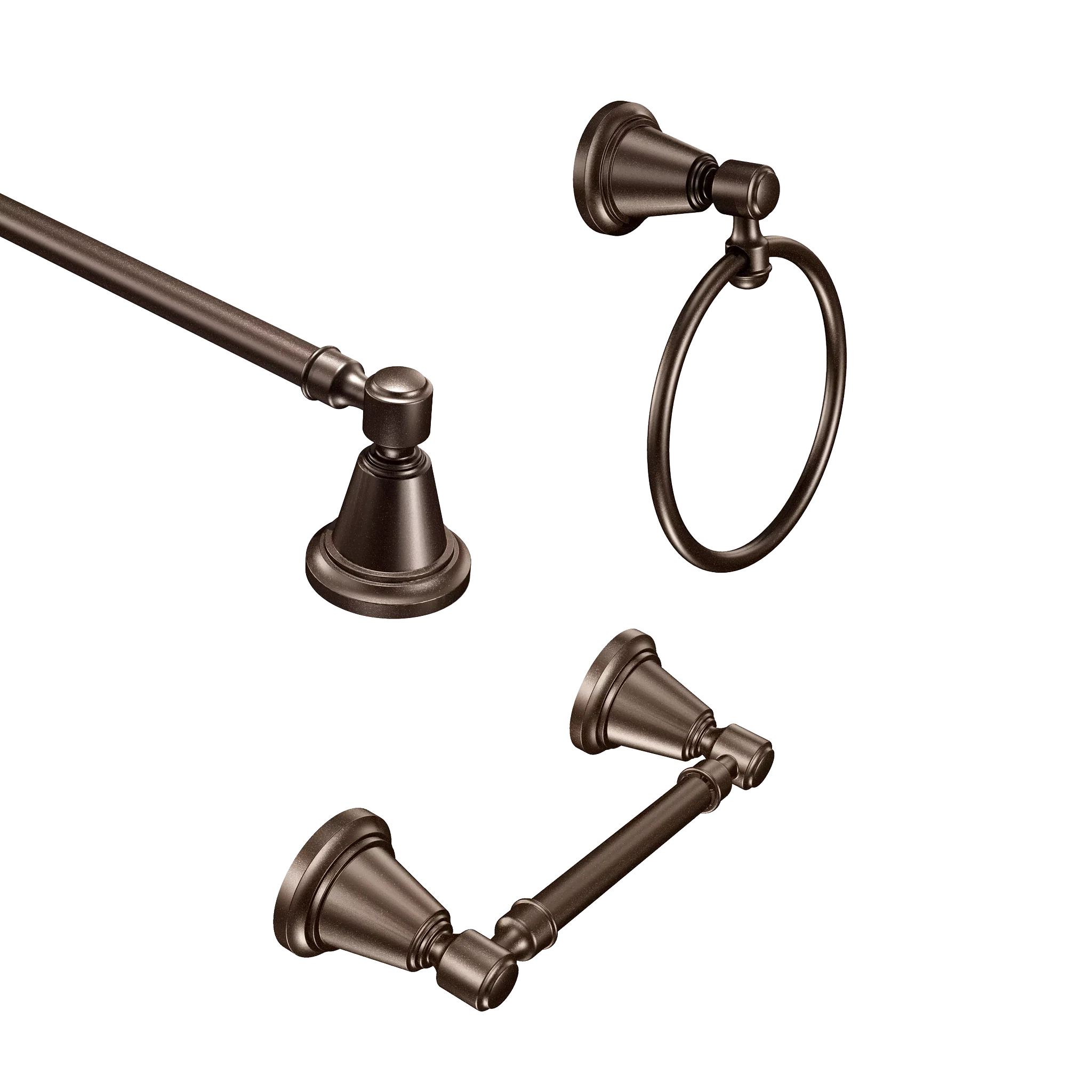 Bradshaw Oil Rubbed Bronze: 3 Pc Kit: Pivoting Paper Holder, Towel Bar & Towel Ring