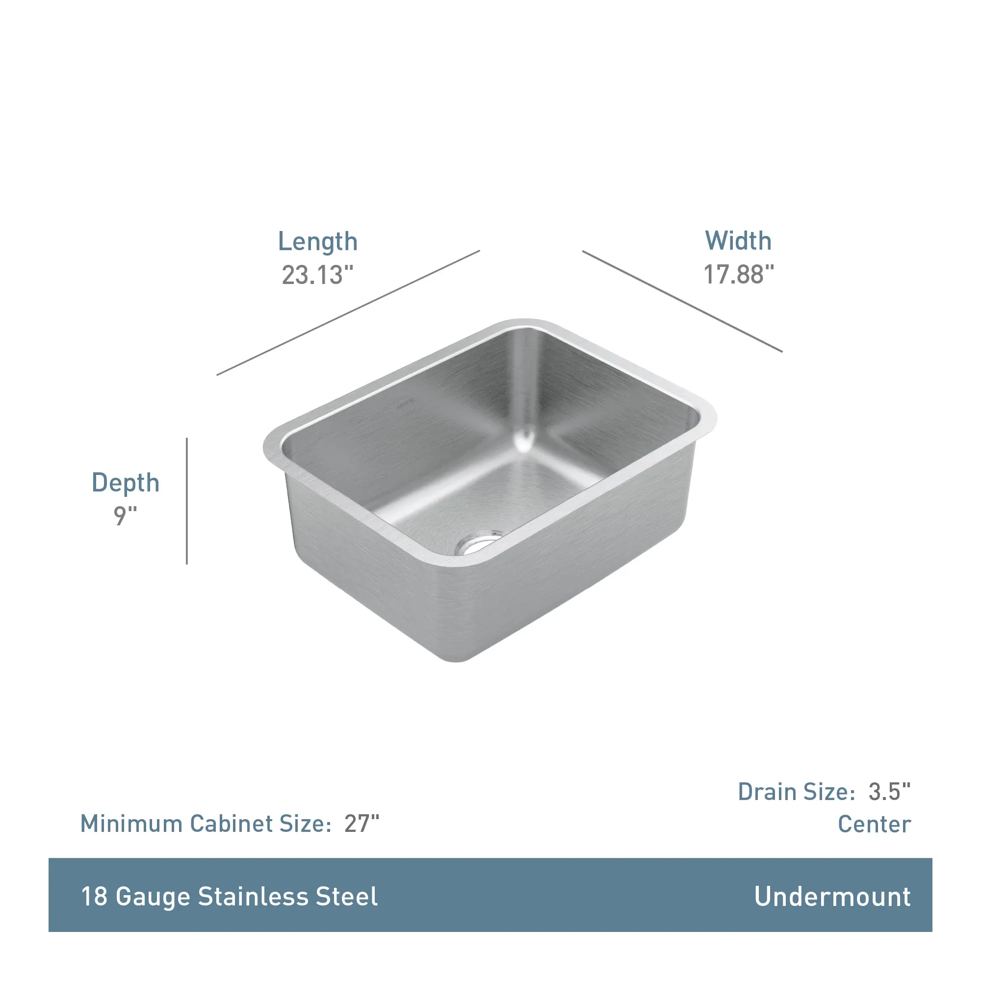 Prep 23" Stainless Steel Undermount Single Bowl Sink - Image 5