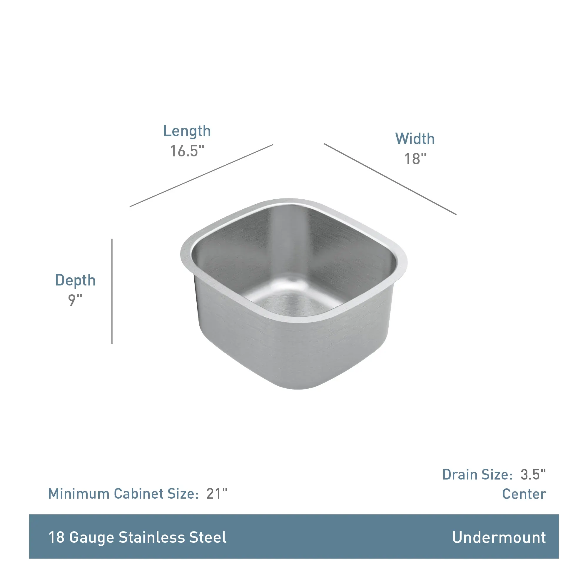 Prep 16.5" Undermount Single Bowl Sink - Image 5