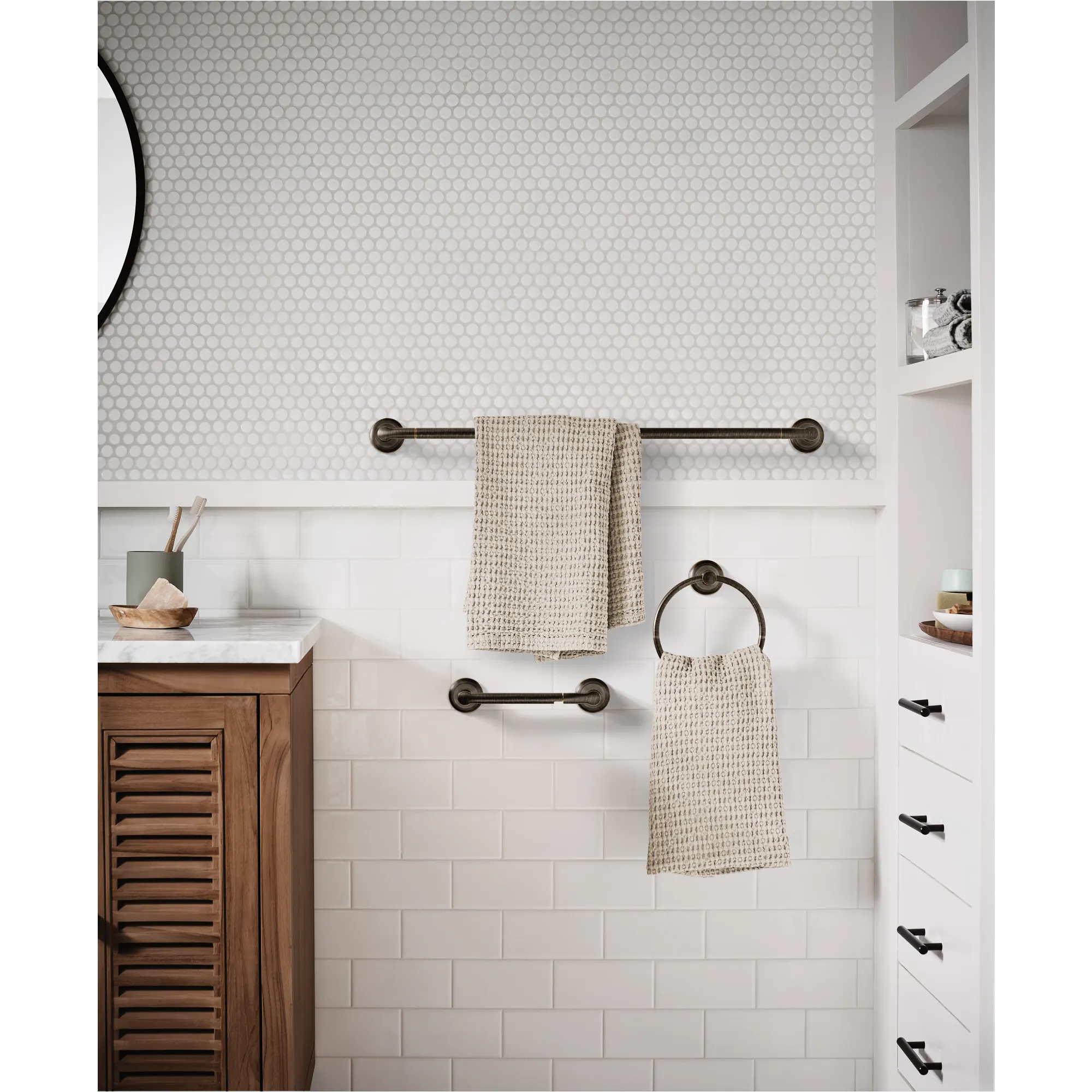 Hilliard Chrome pivoting paper holder towel bar towel ring - Image 12
