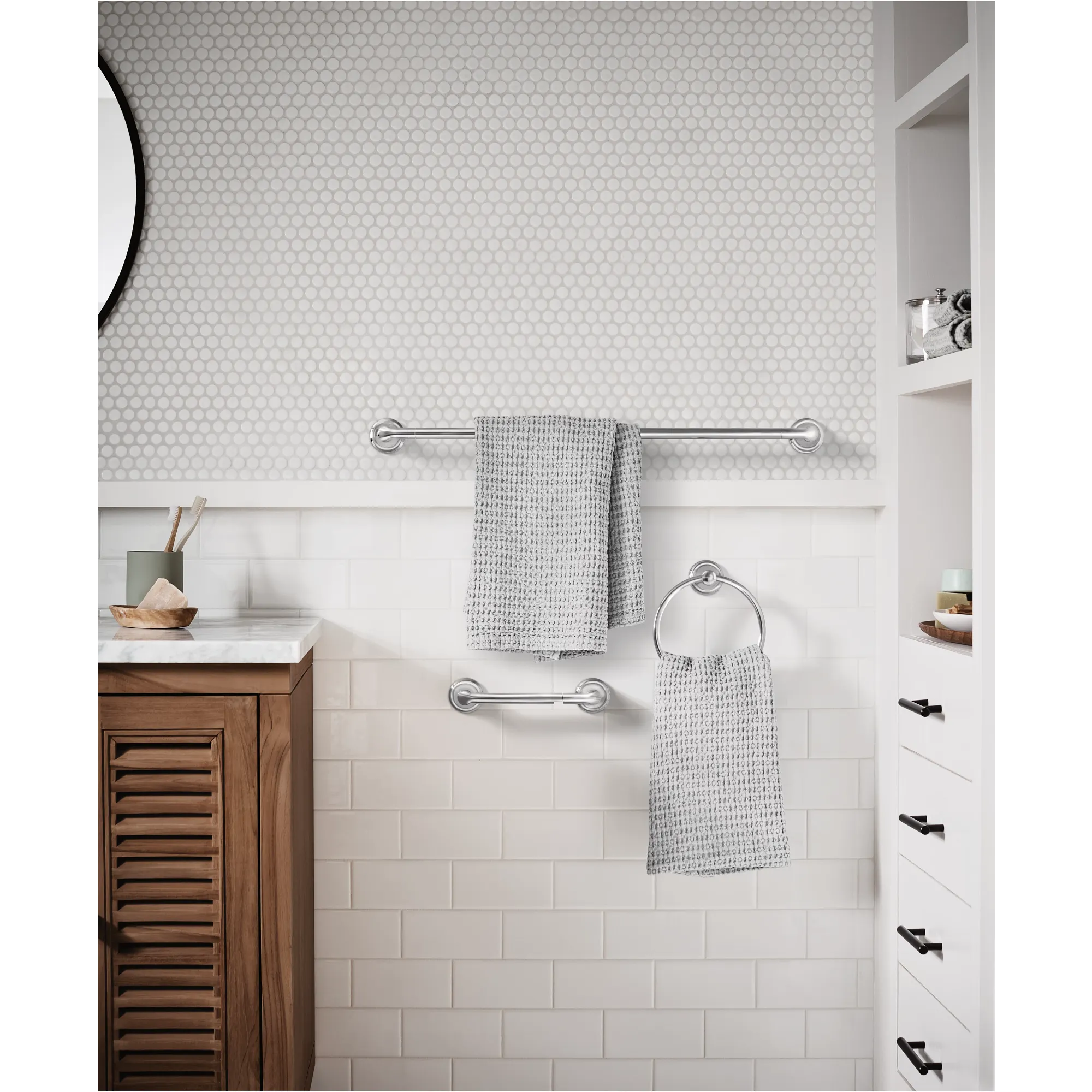Hilliard Chrome pivoting paper holder towel bar towel ring - Image 3