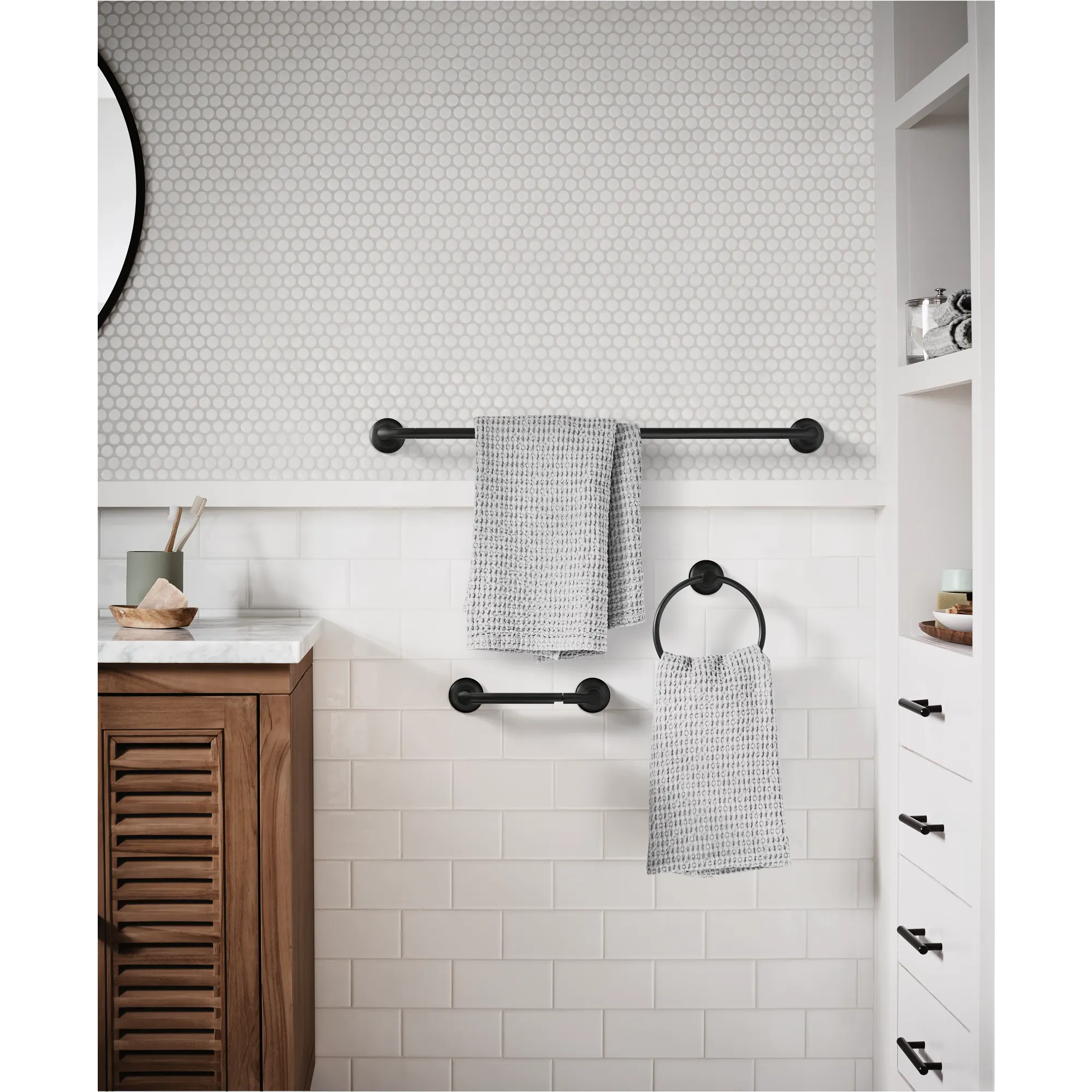 Hilliard Chrome pivoting paper holder towel bar towel ring - Image 6