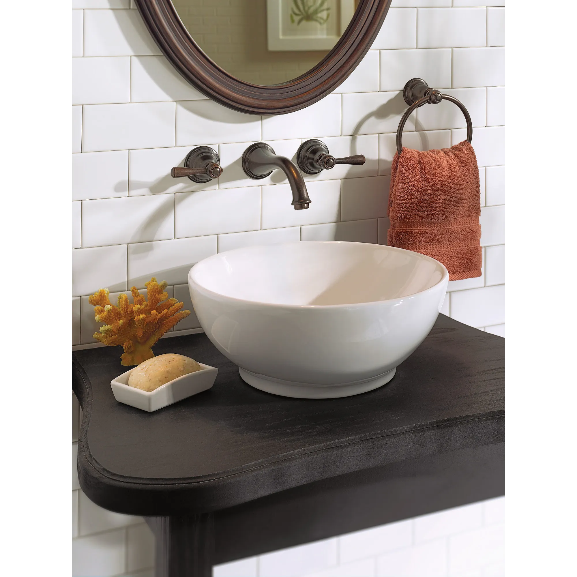 Kingsley Chrome Two-Handle Low Arc Wall Mount Bathroom Faucet - Image 12