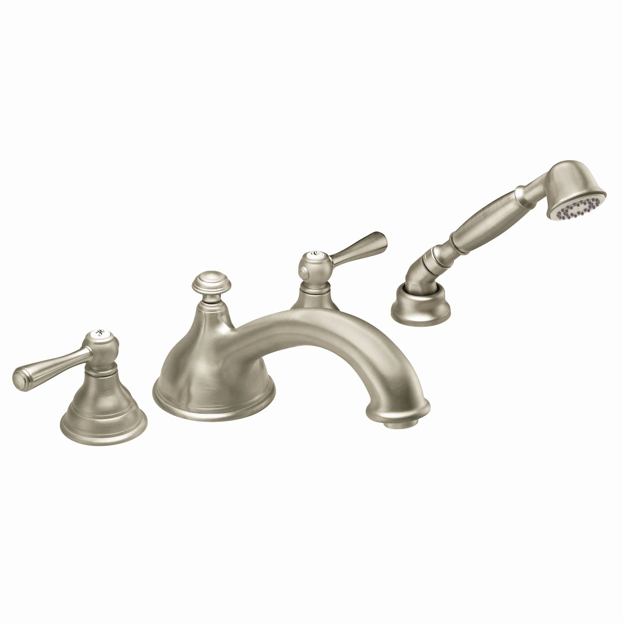 Kingsley Chrome two-handle low arc roman tub faucet includes hand shower - Image 7