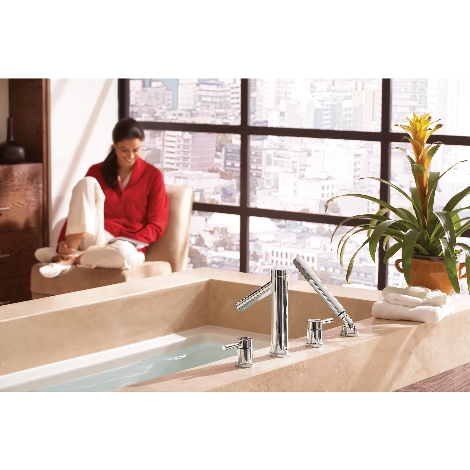 Level Chrome two-handle high arc roman tub faucet - Image 2