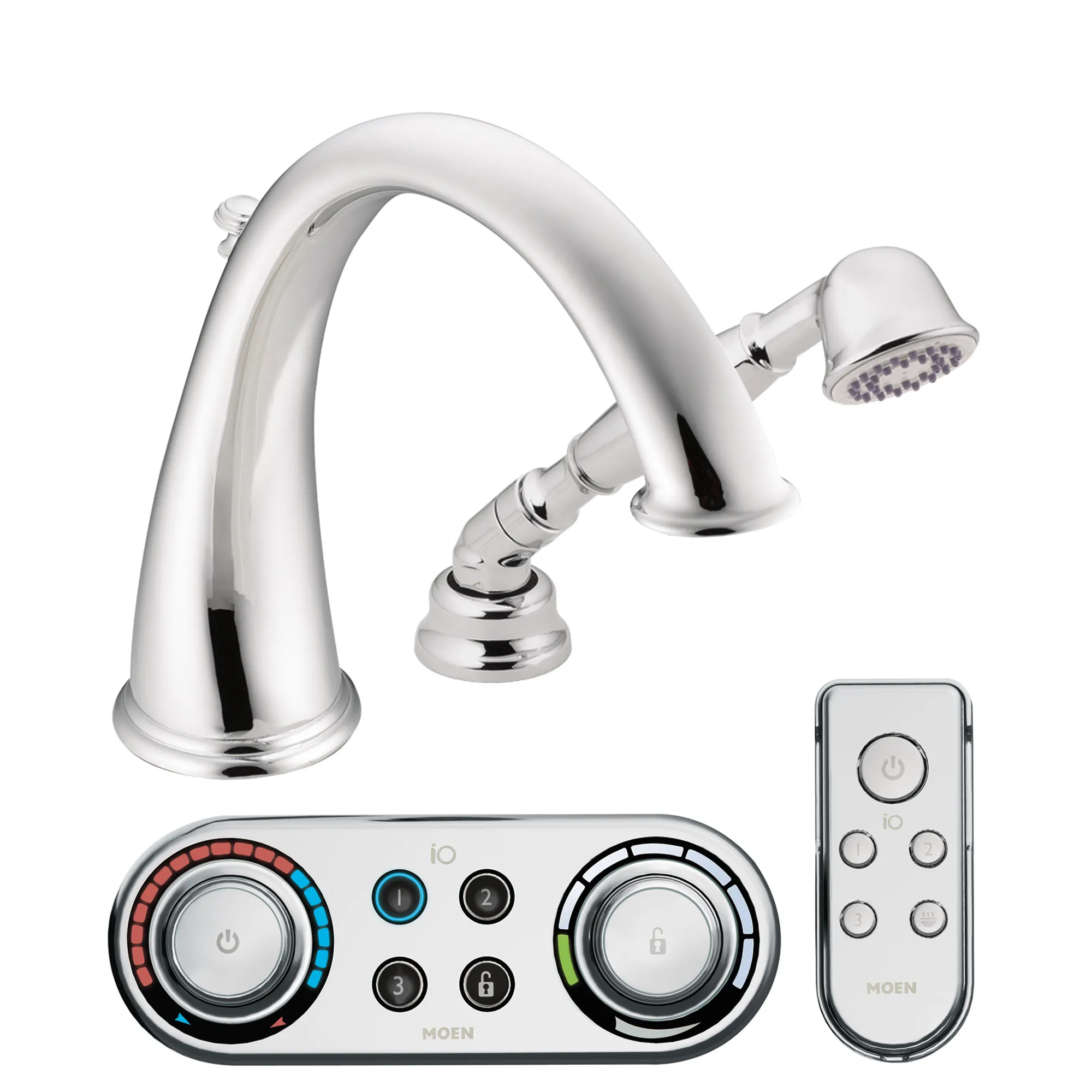 Kingsley Chrome high arc roman tub faucet includes hand shower IoDIGITAL(R) technology - Image 2